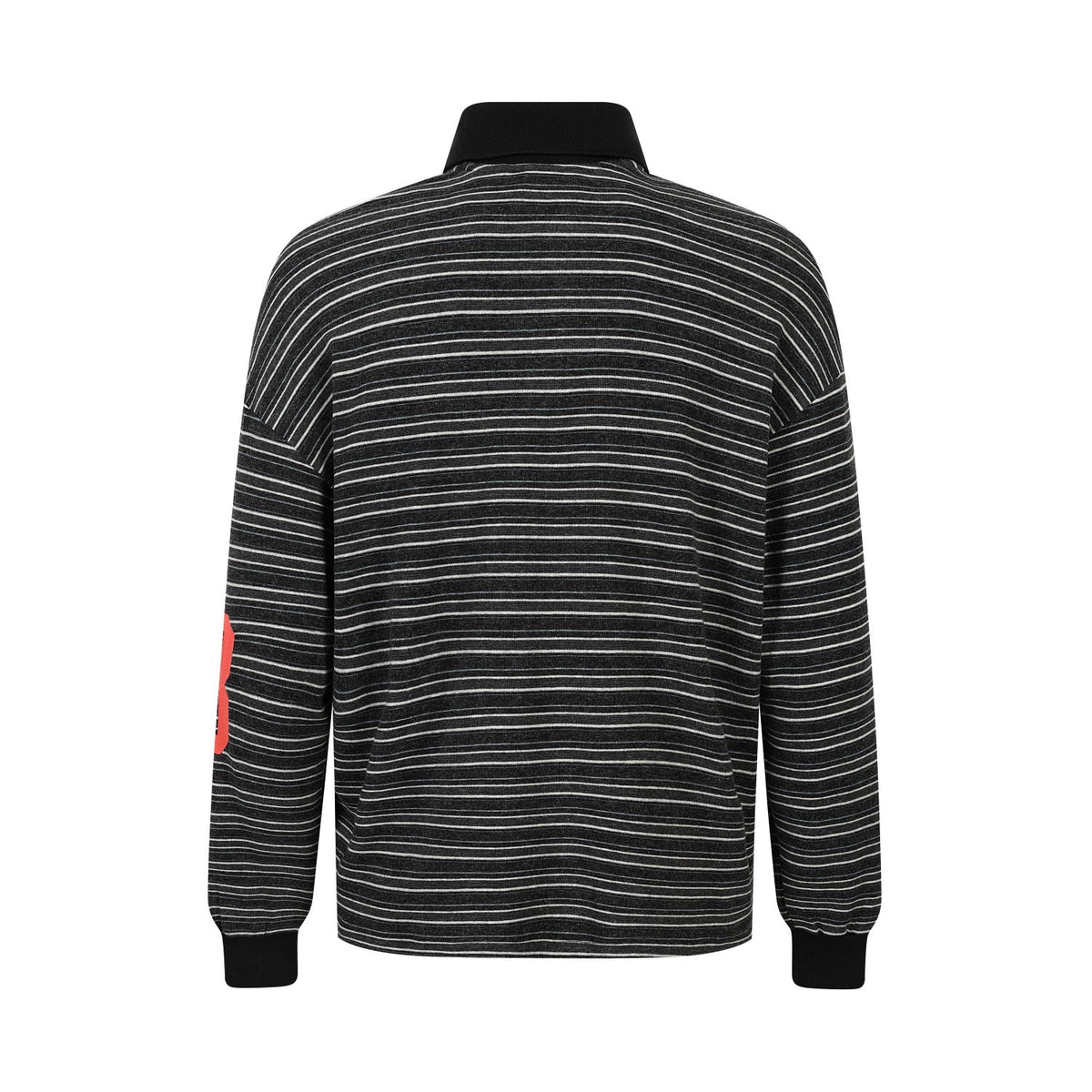 Vintage Stripe Graphic Long Sleeve Polo Sweatshirt