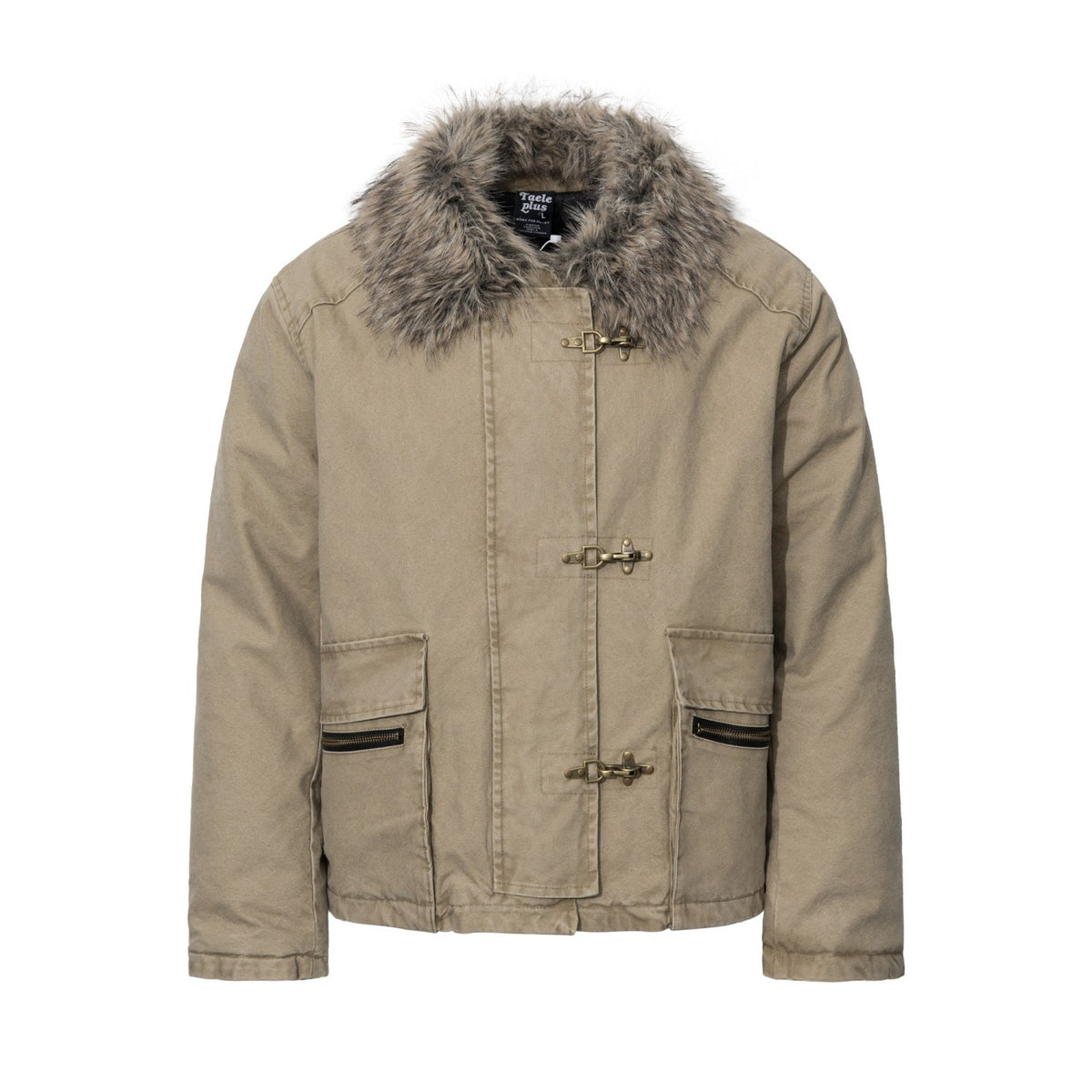 Faux Fur Collar Toggle Buckle Parka
