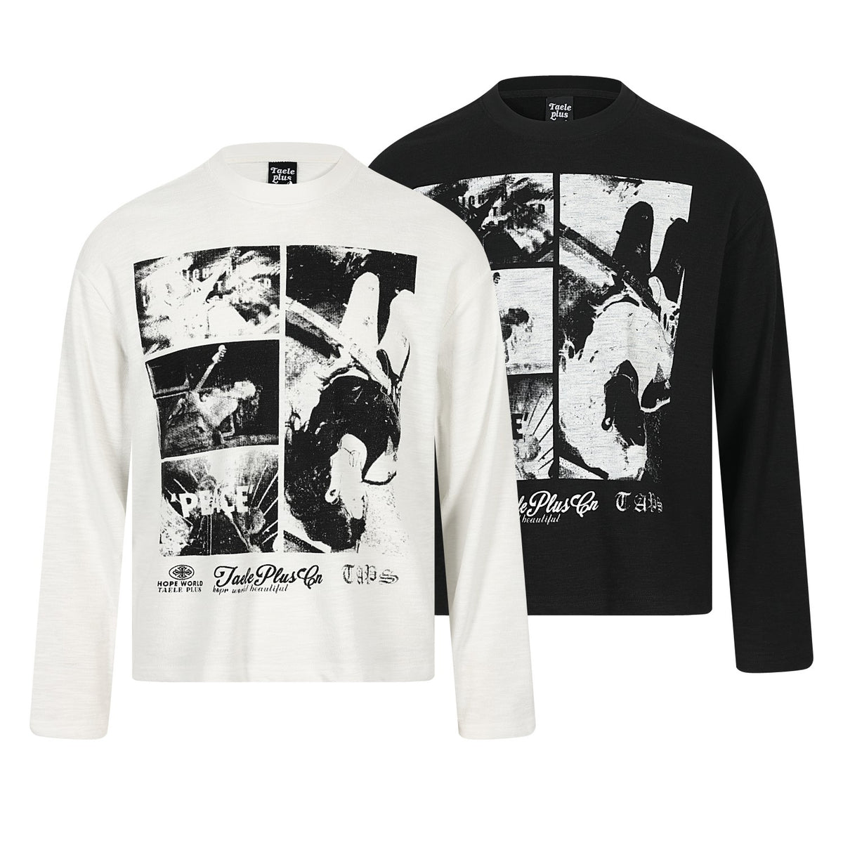 Vintage Grunge Collage Art Graphic Long Sleeve
