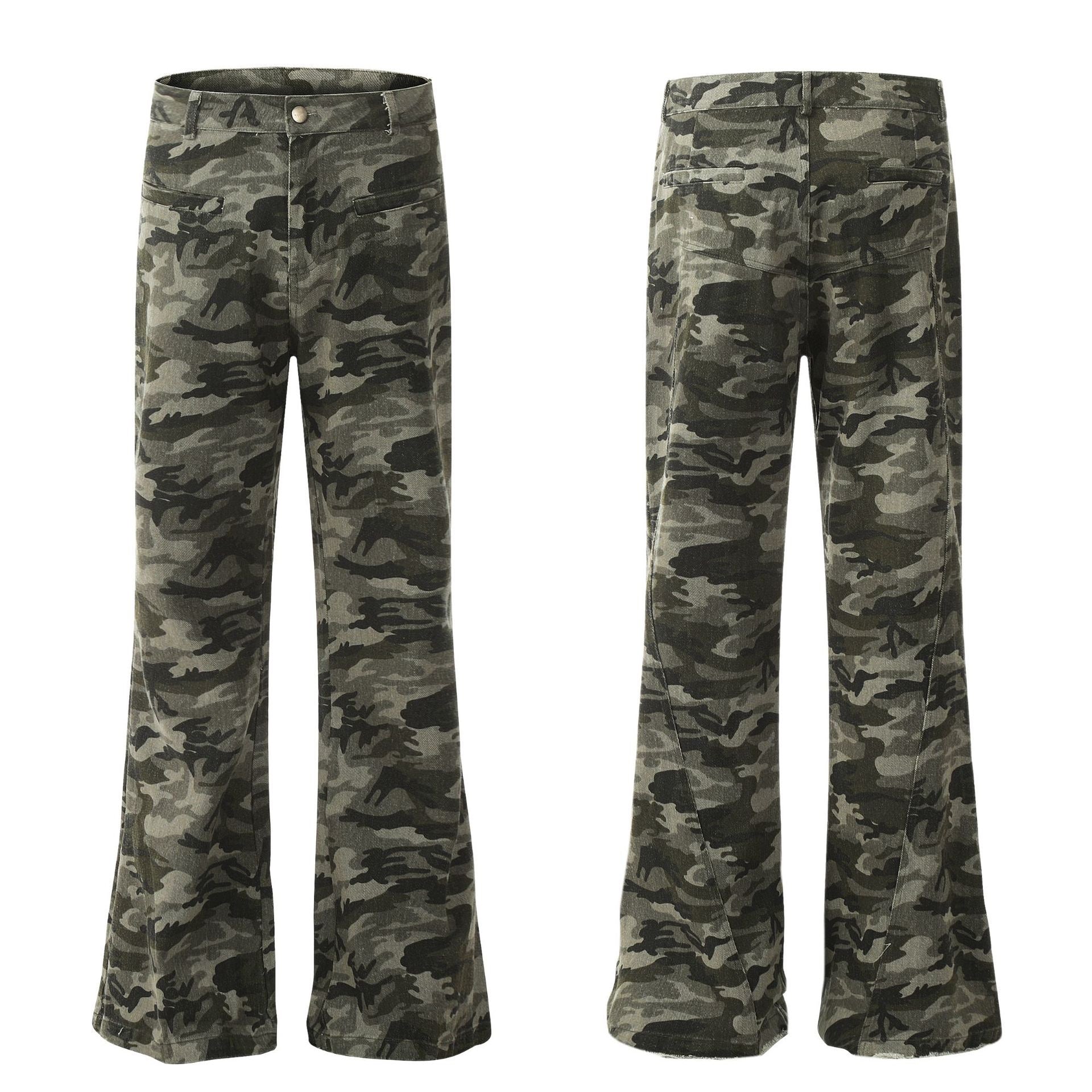 Camo Bell-Bottom Jeans