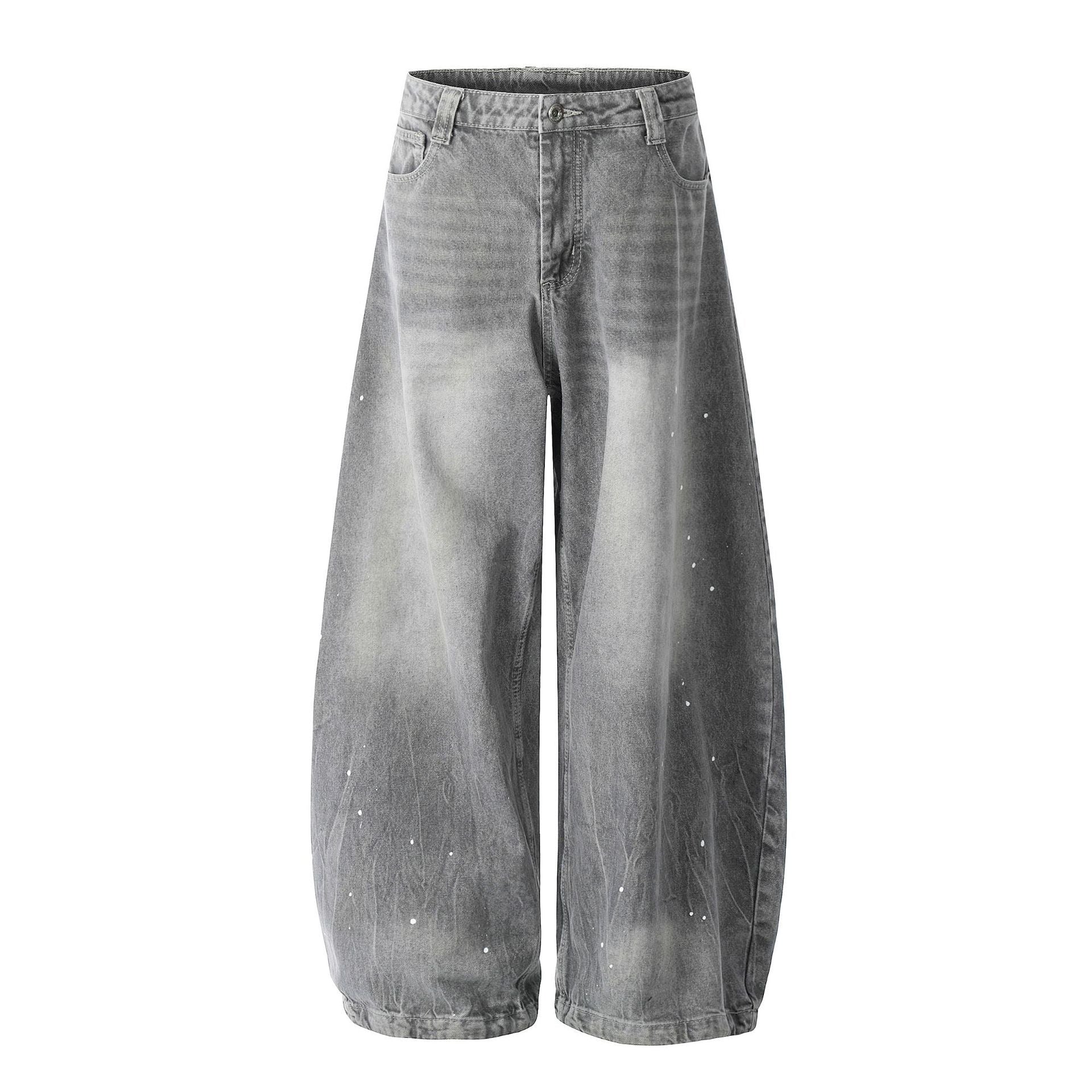 Ink-Splatter Wide-Leg Jeans