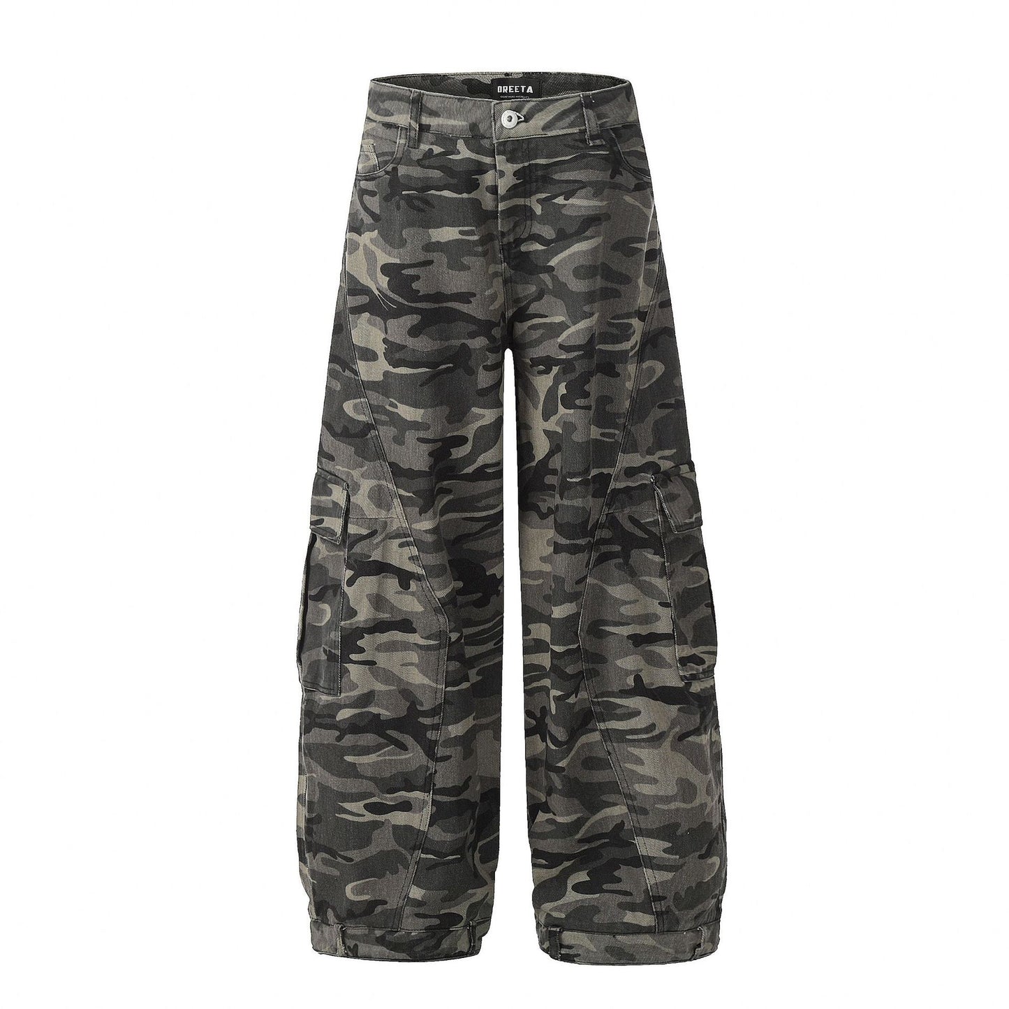 Camo Wide-Leg Cargo Pants