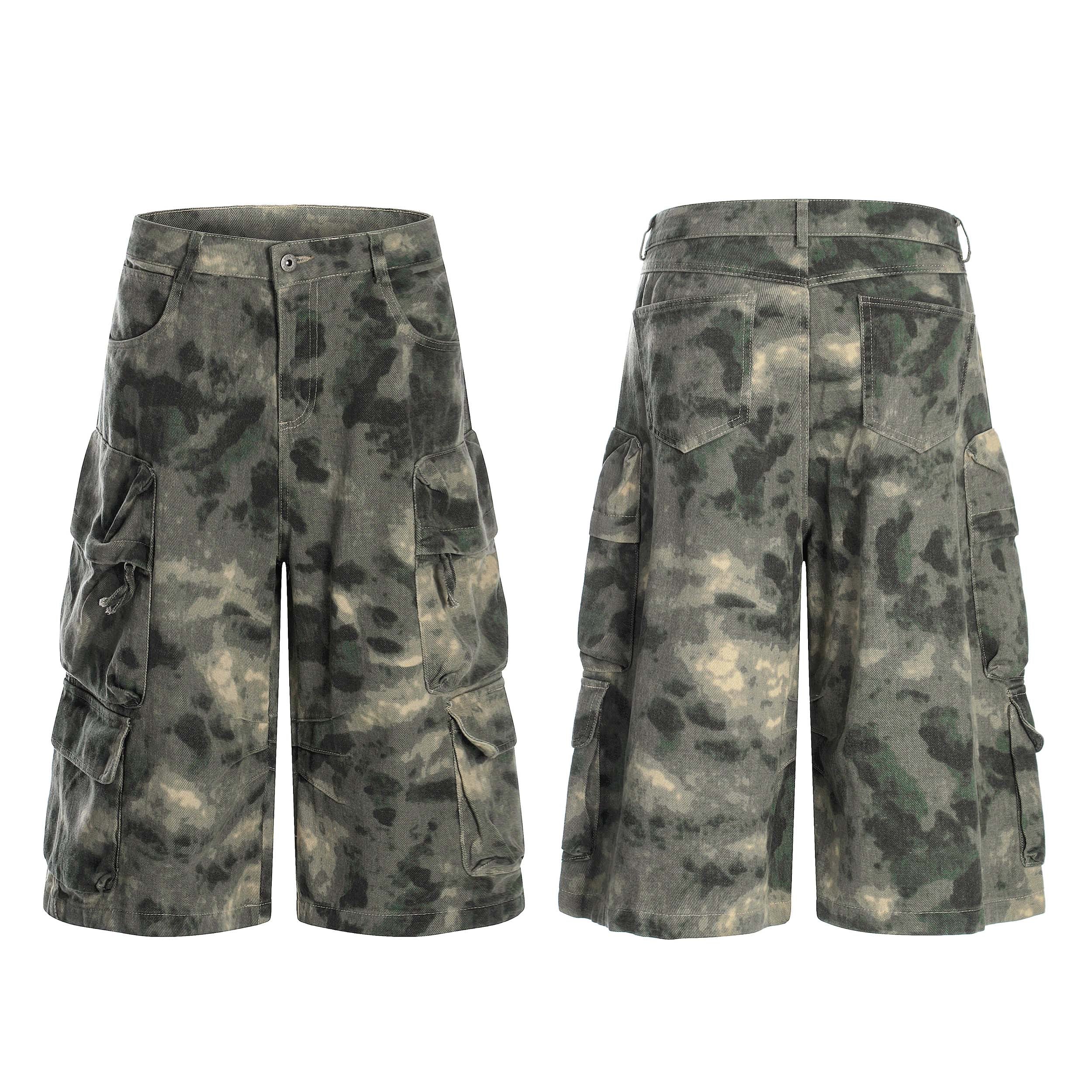 Camo Wide-Leg Cargo Knee-Length Shorts