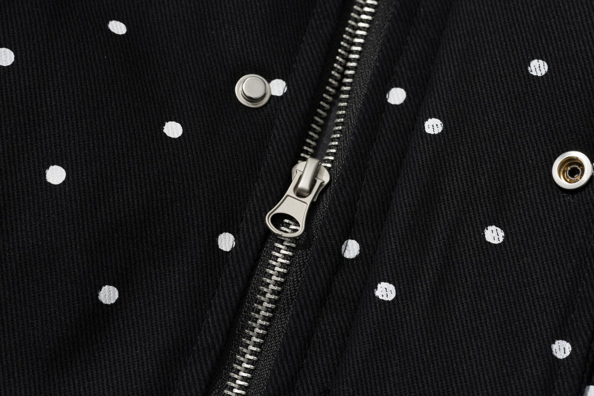 Polka Dot Graphic Faux Fur Hooded Jacket