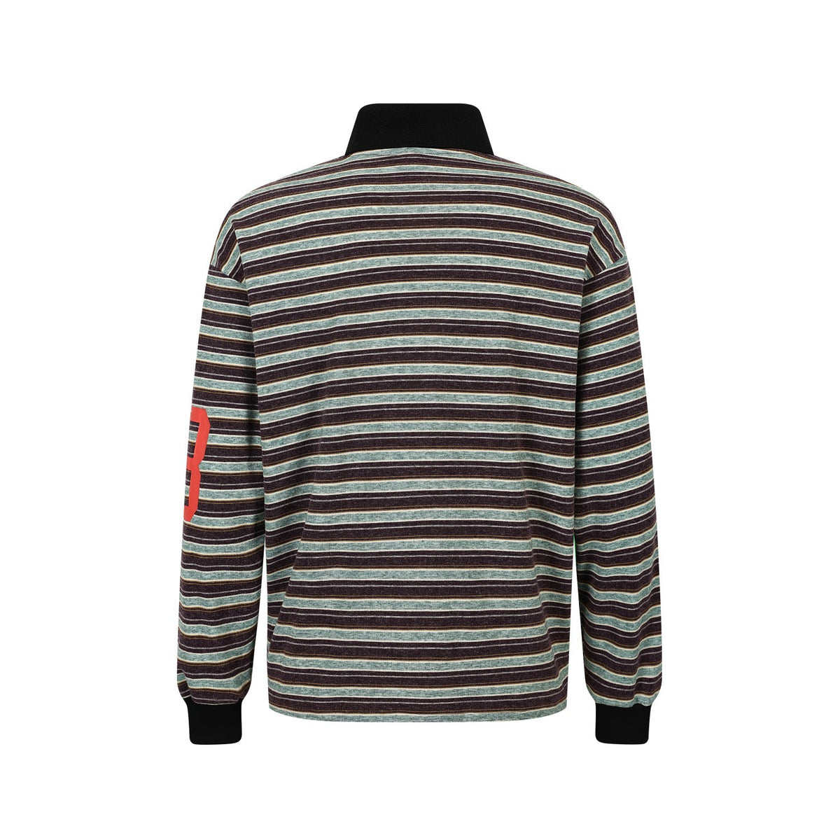 Vintage Stripe Graphic Long Sleeve Polo Sweatshirt