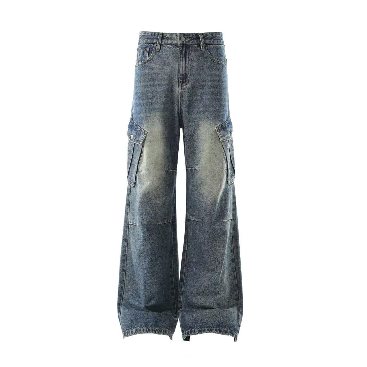 Distressed Wide-Leg Jeans