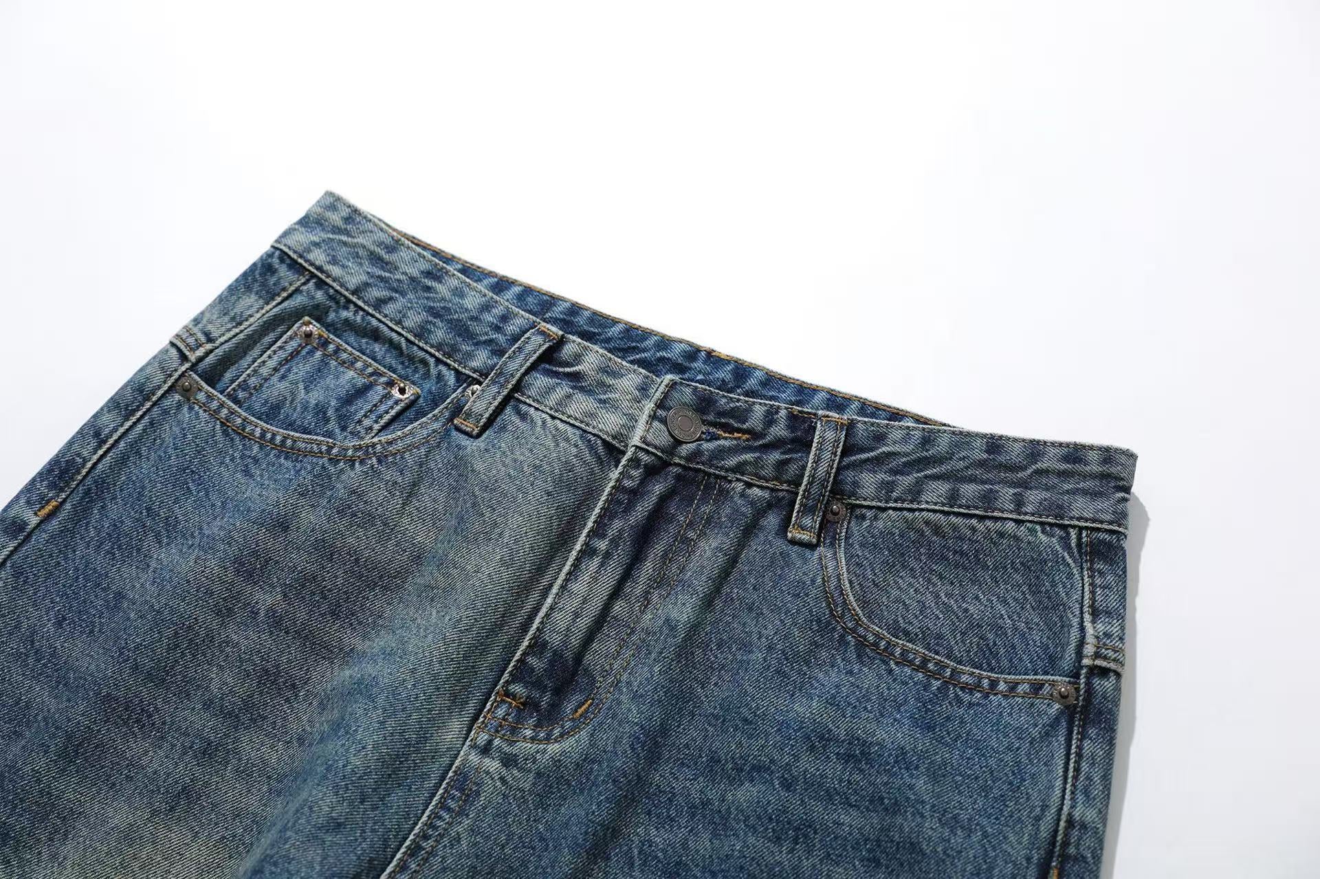 Distressed Wide-Leg Jeans