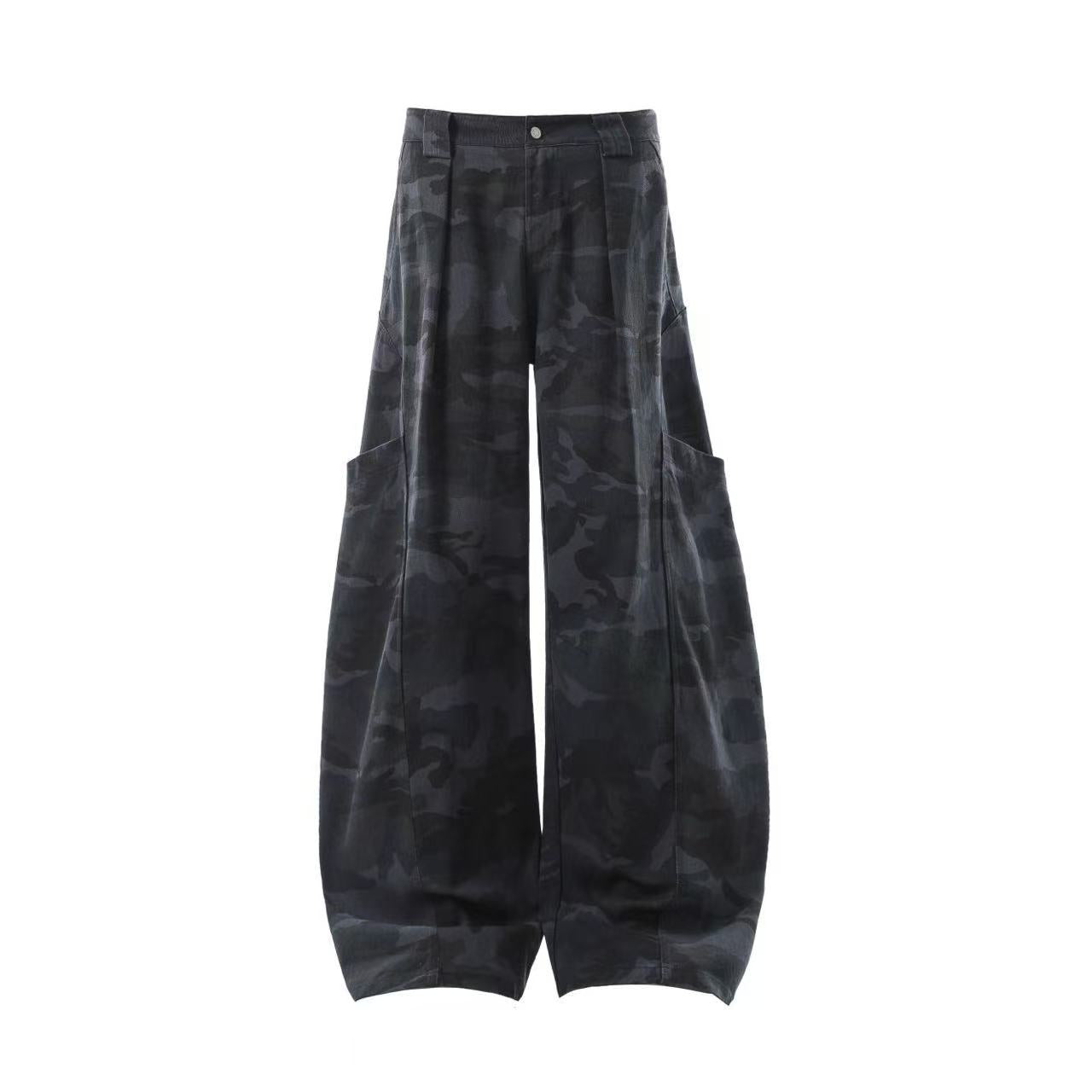 Camo Wide-Leg Cargo Pants