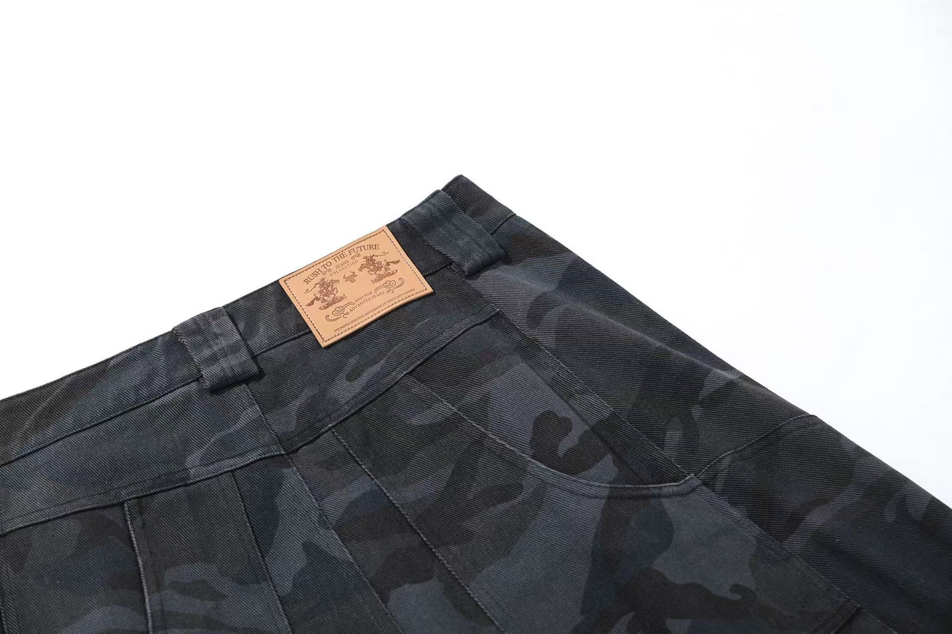 Camo Wide-Leg Cargo Pants