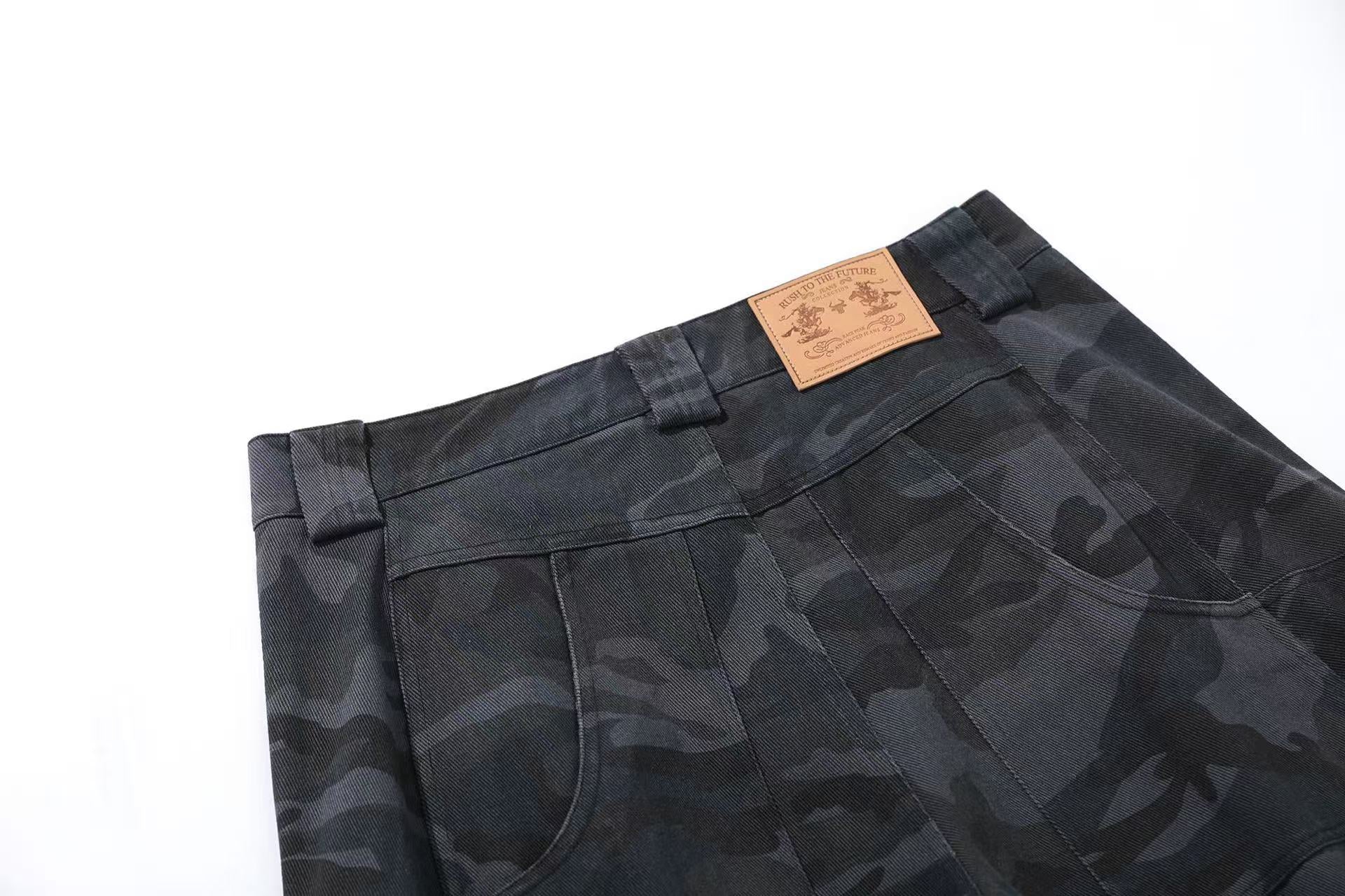 Camo Wide-Leg Cargo Pants