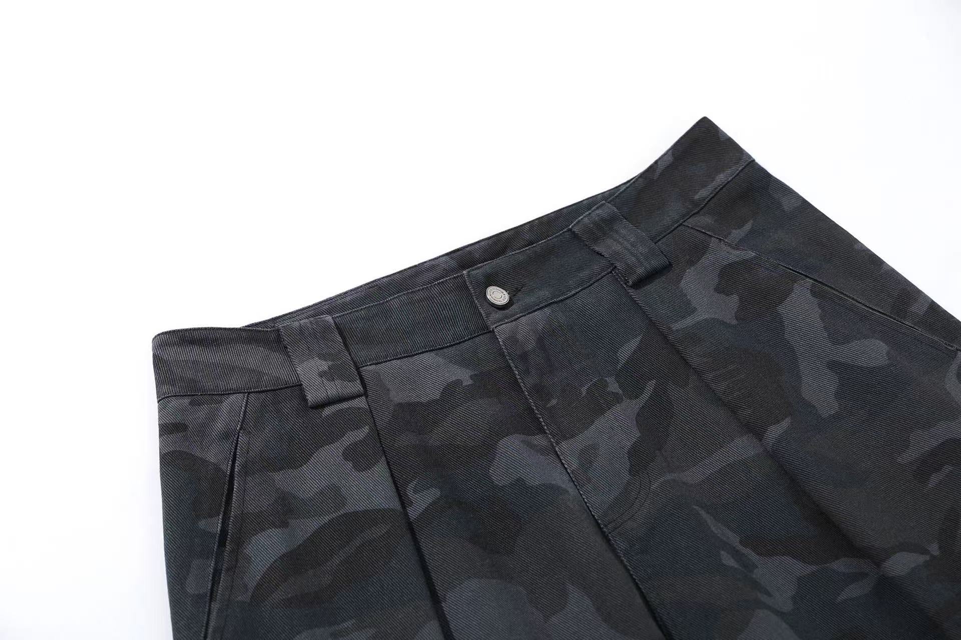 Camo Wide-Leg Cargo Pants