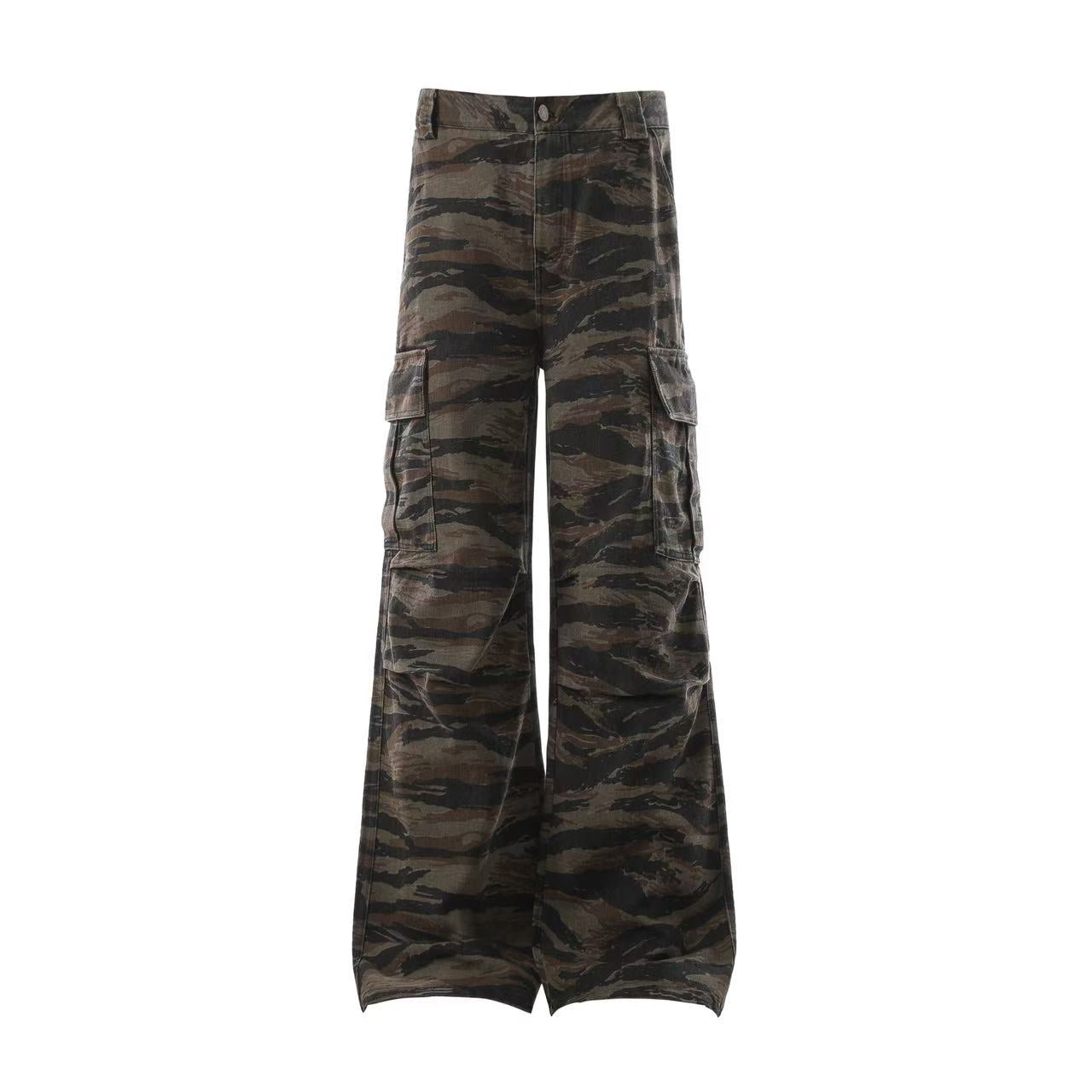 Camo Wide-Leg Cargo Pants