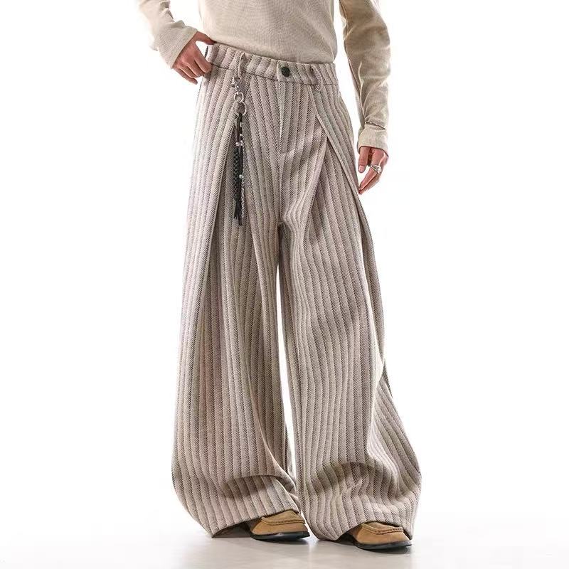 Striped Casual Wide-Leg Suit Pants
