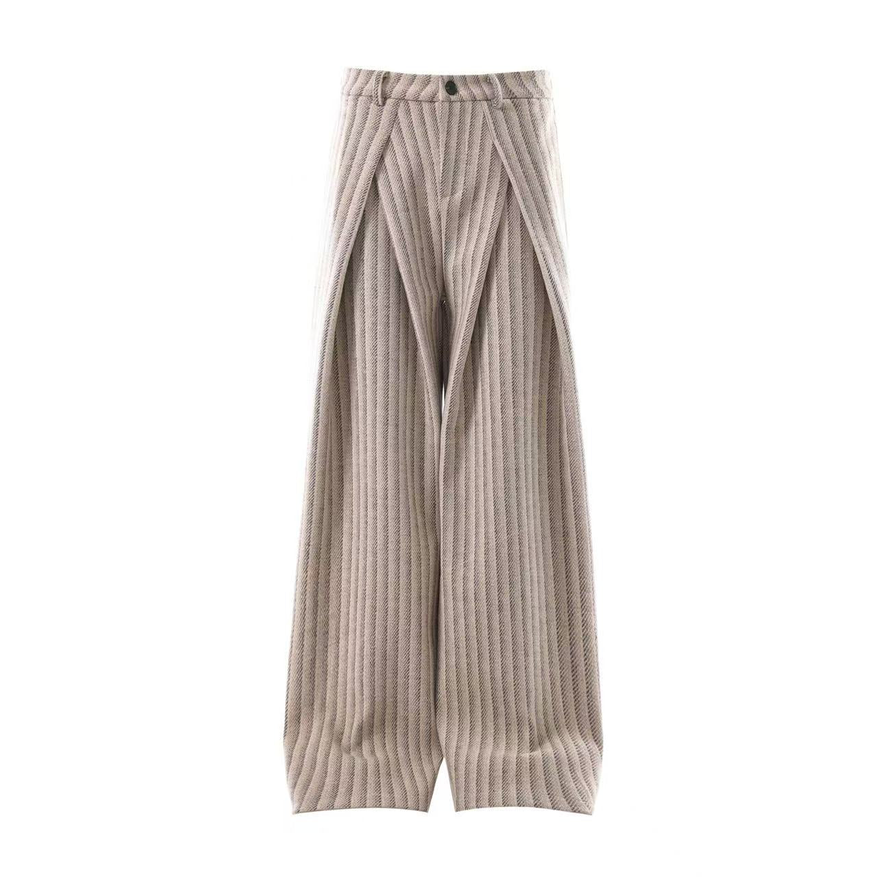 Striped Casual Wide-Leg Suit Pants