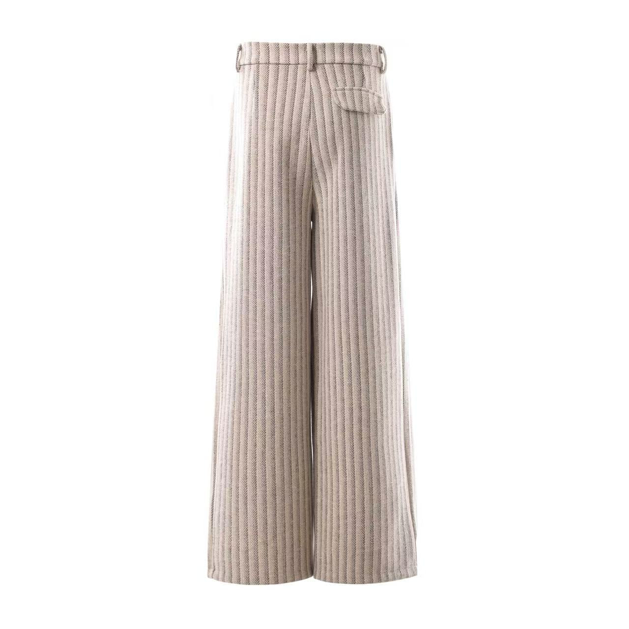 Striped Casual Wide-Leg Suit Pants