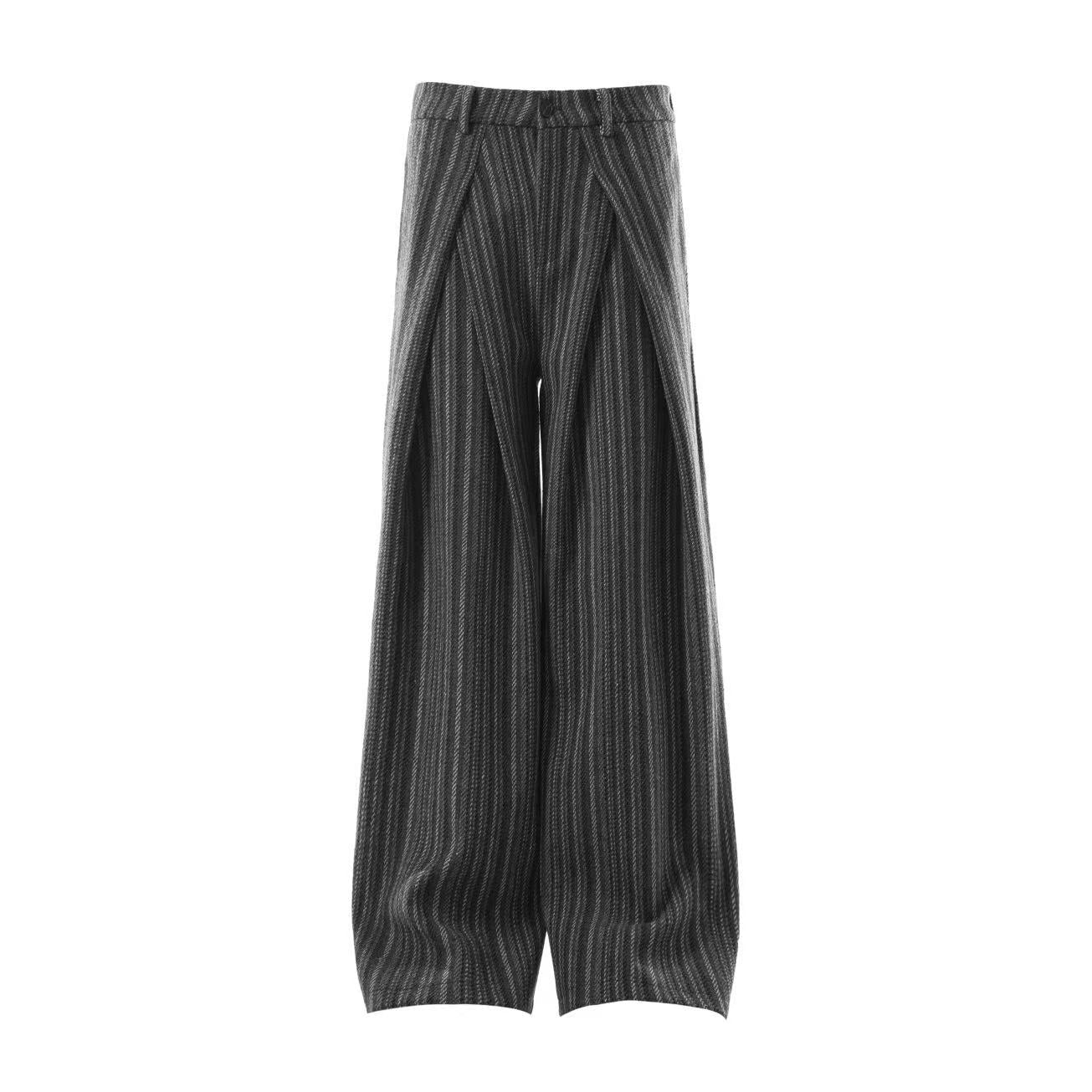 Striped Casual Wide-Leg Suit Pants
