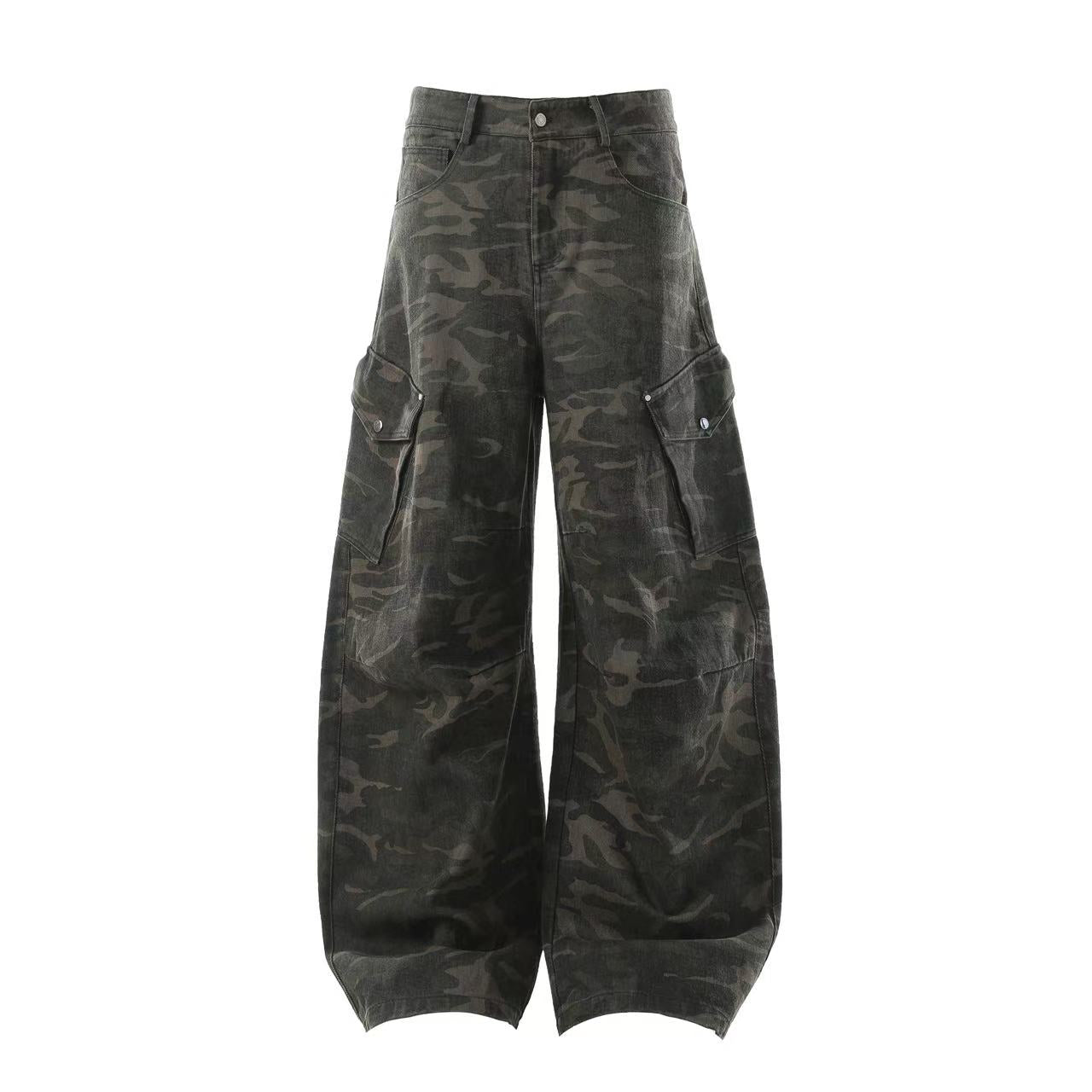 Camo Wide-Leg Cargo Pants