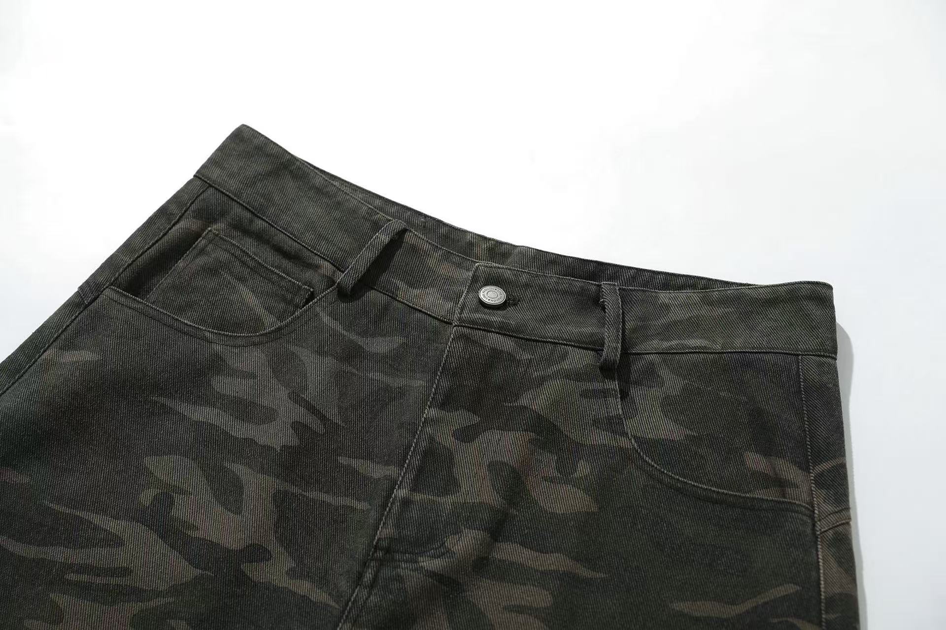 Camo Wide-Leg Cargo Pants