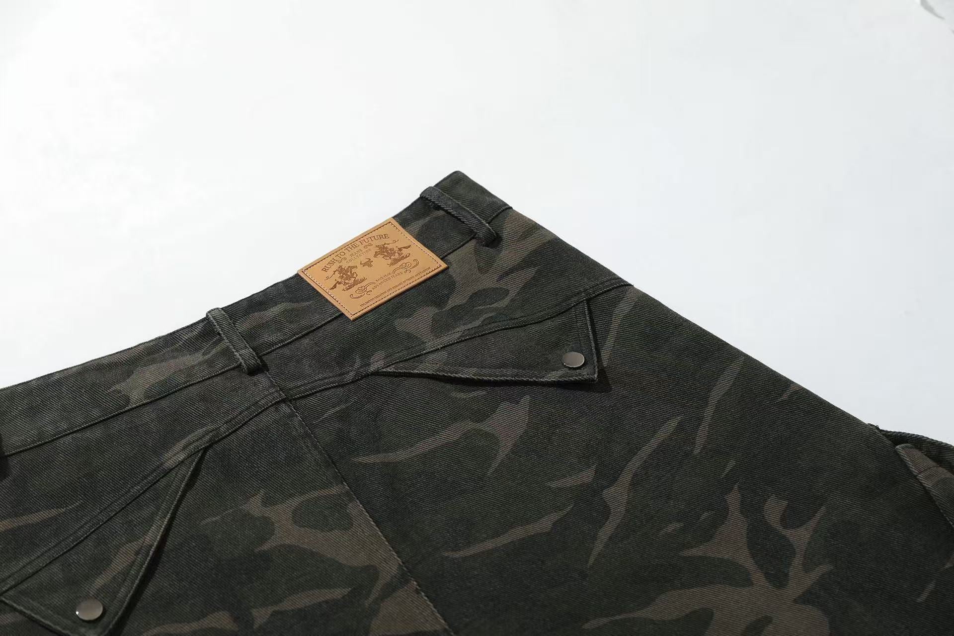 Camo Wide-Leg Cargo Pants