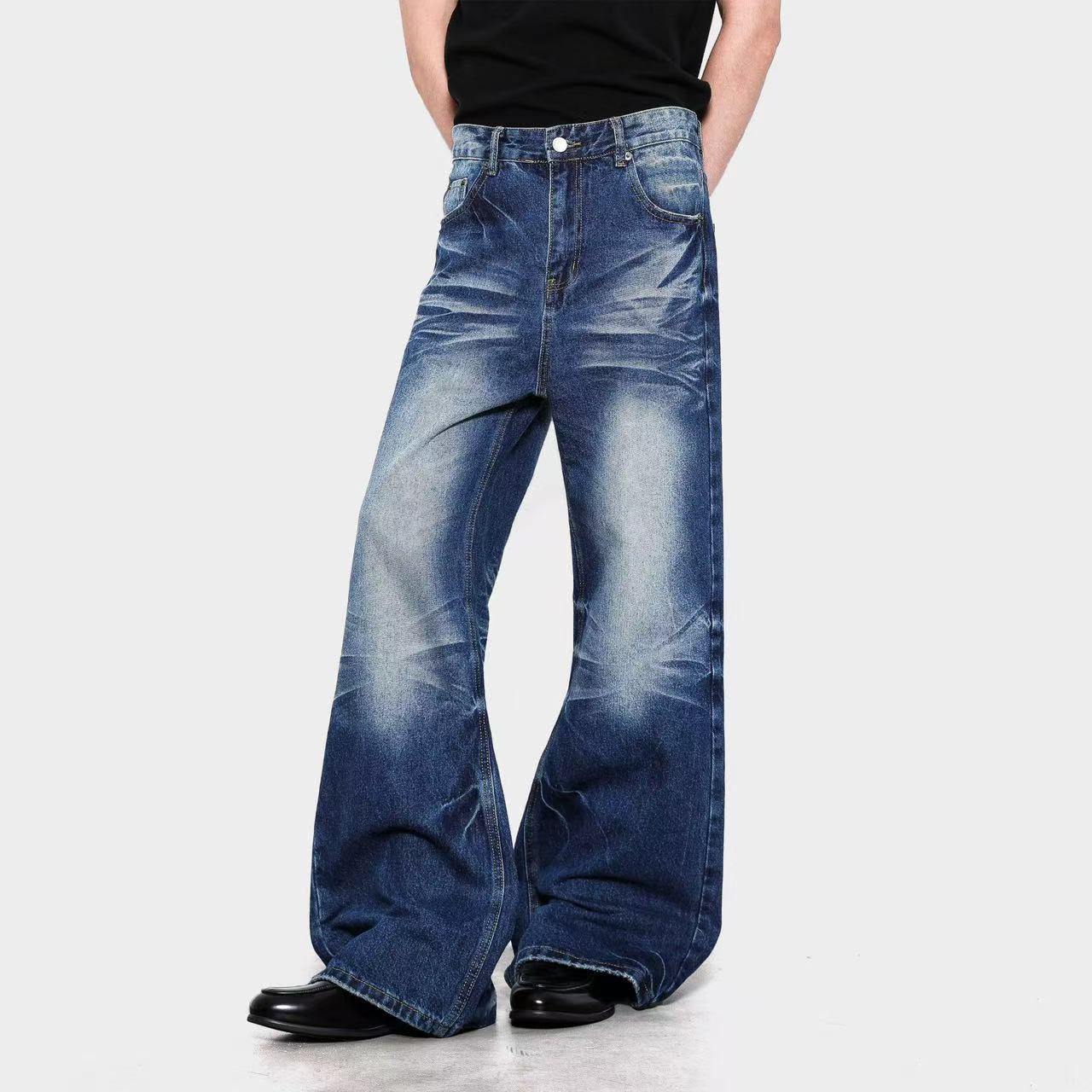 Washed Straight-Leg Jeans