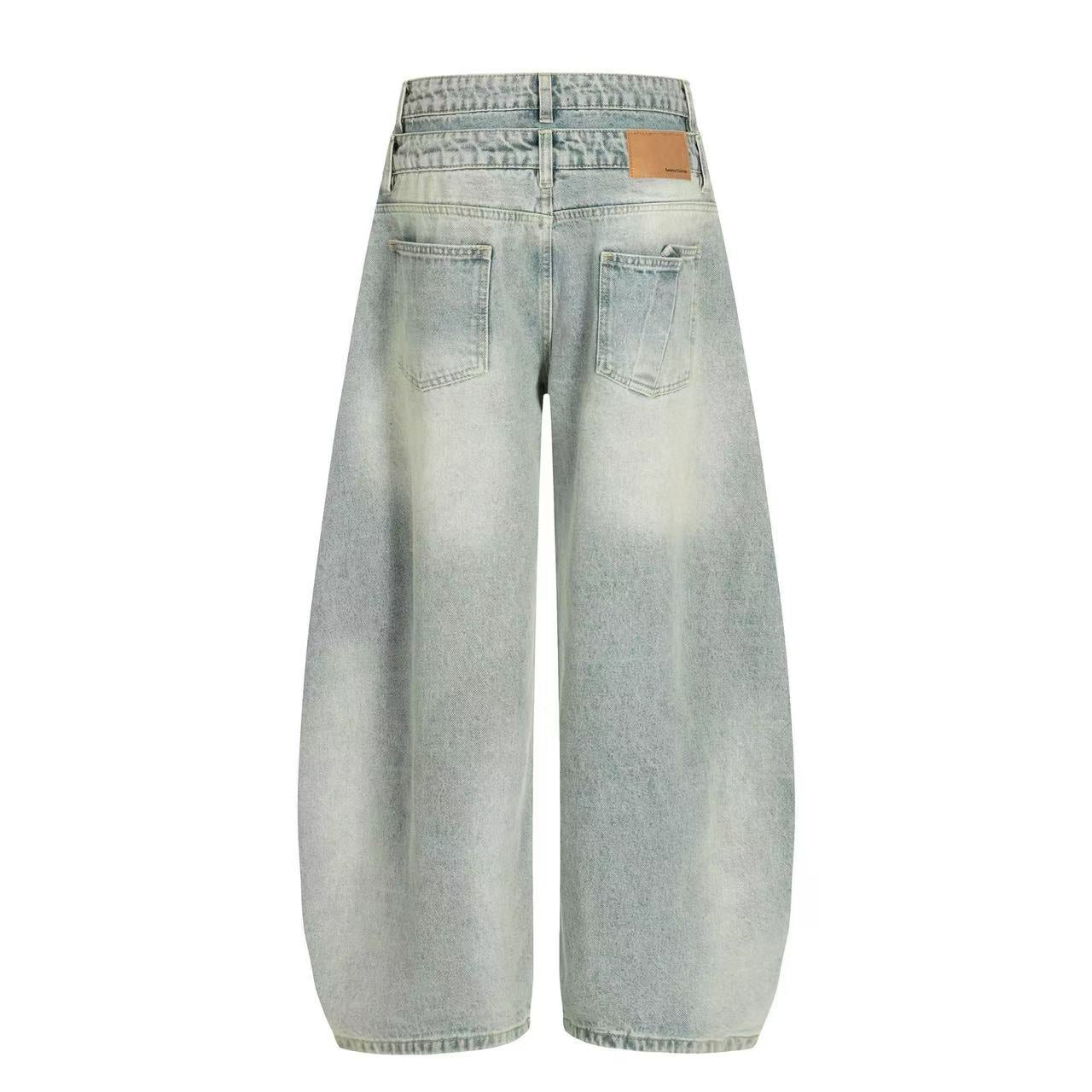 Retro Washed Wide-Leg Baggy Jeans