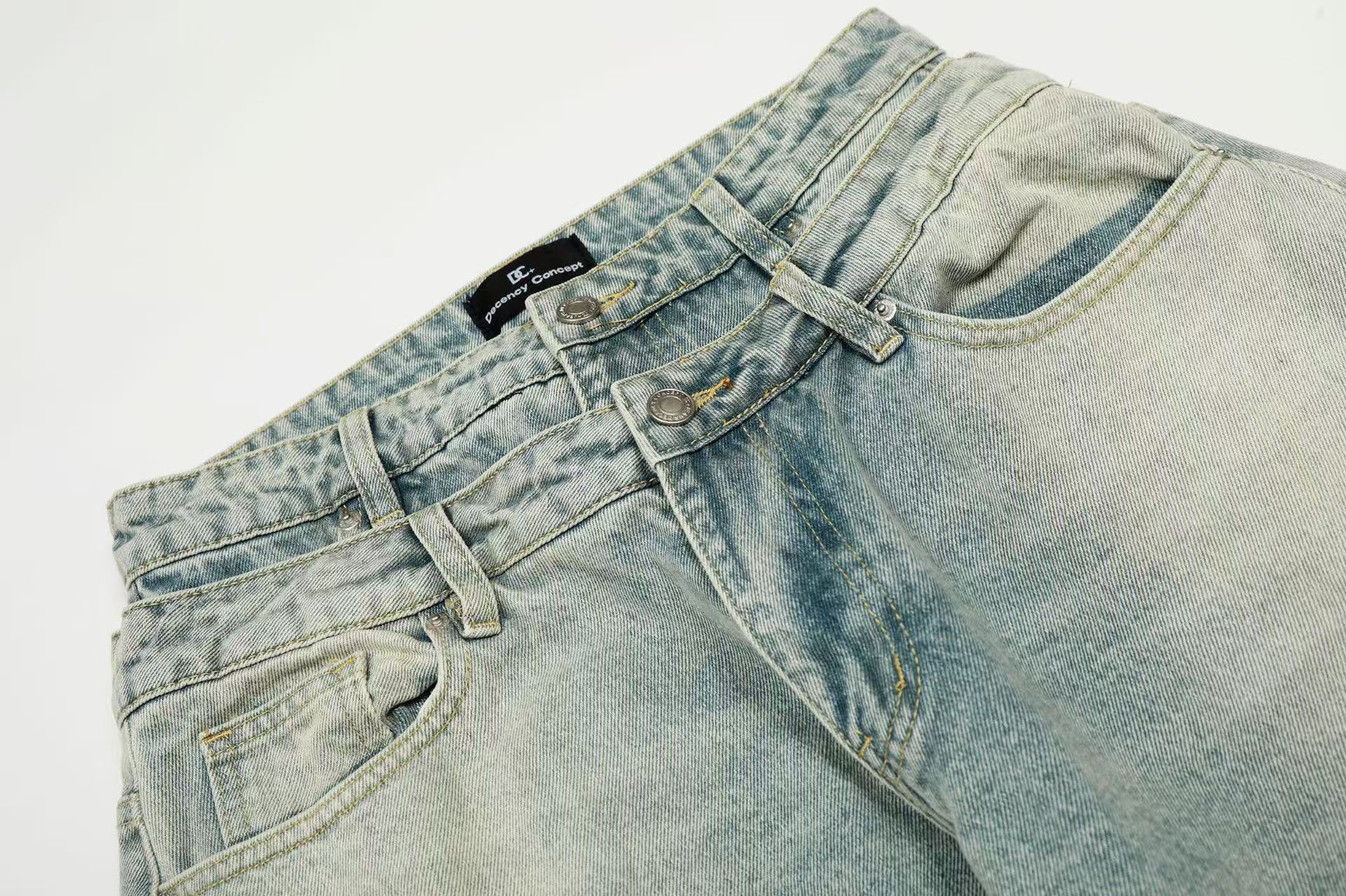 Retro Washed Wide-Leg Baggy Jeans