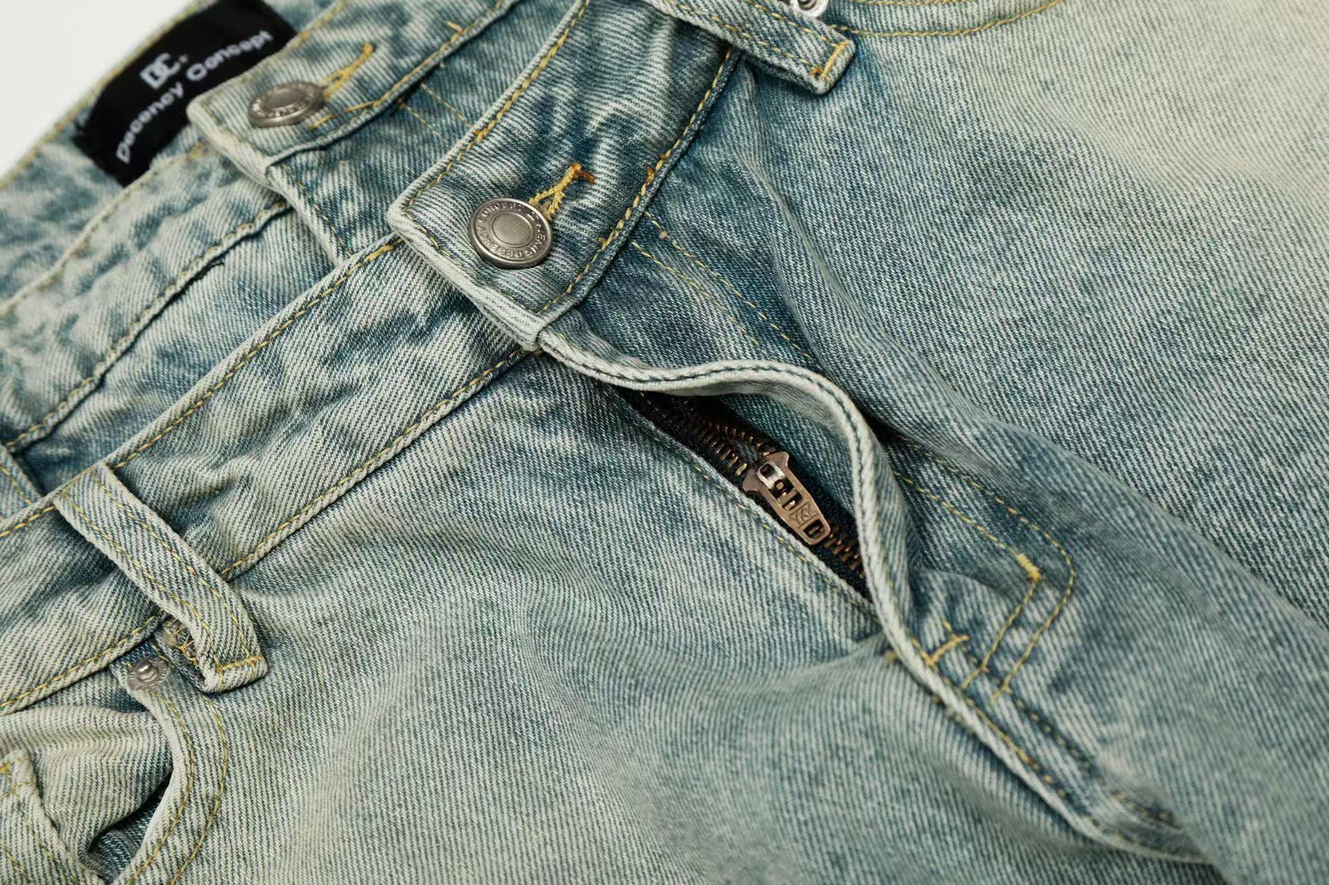 Retro Washed Wide-Leg Baggy Jeans