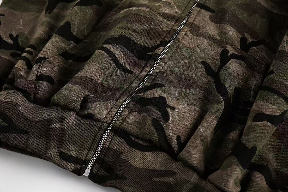 Street Style Camo Zip-Up Hoodie