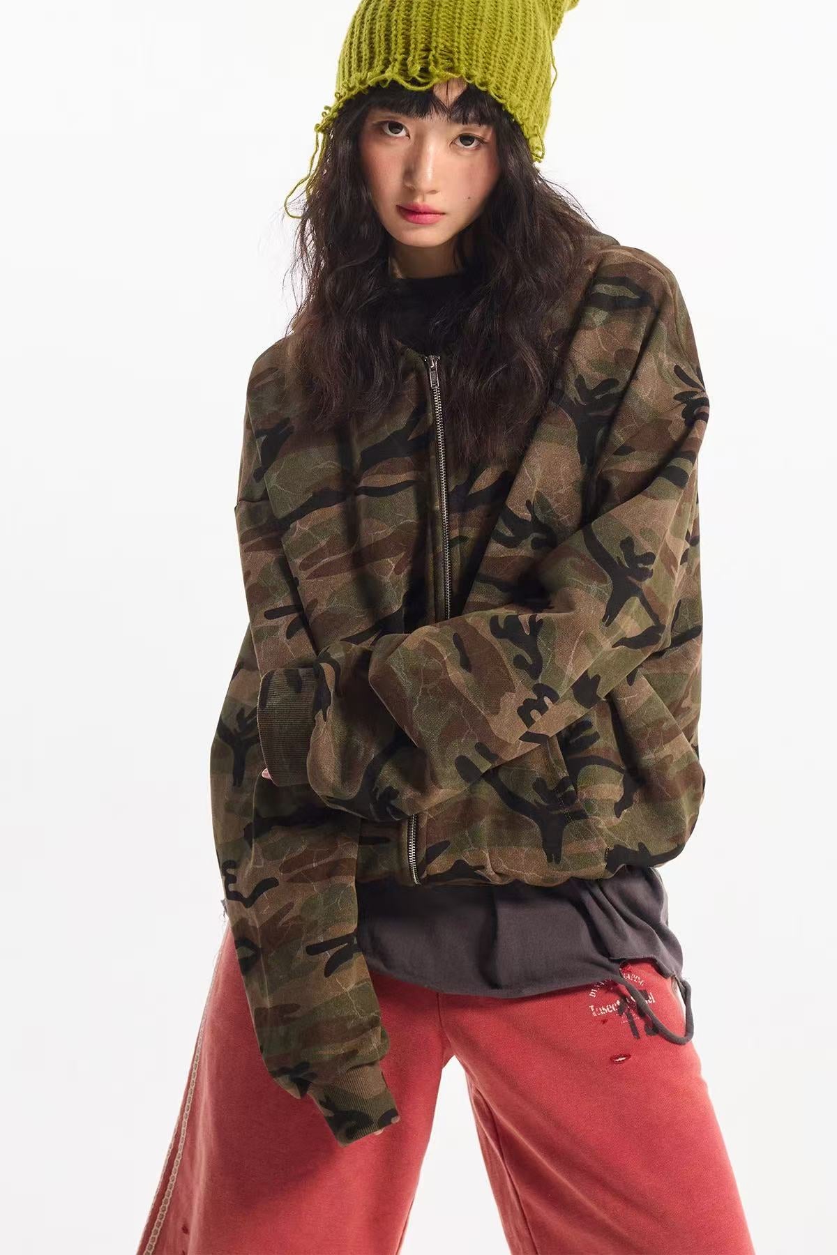 Street Style Camo Zip-Up Hoodie