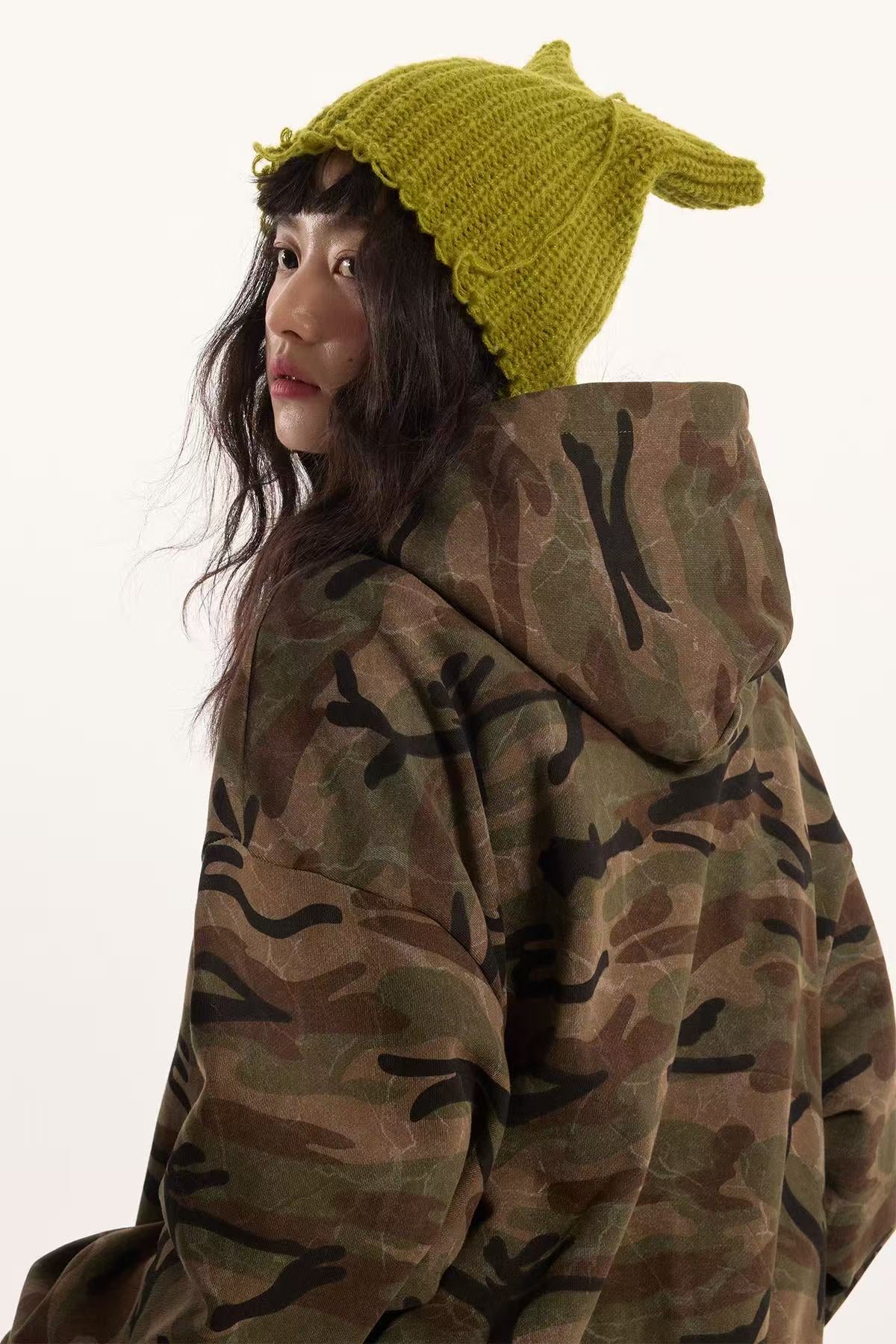 Street Style Camo Zip-Up Hoodie
