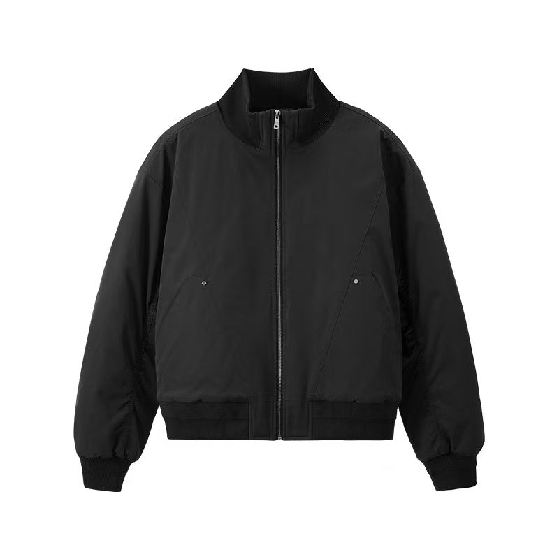 Stand-collar deconstructed bomber jacket