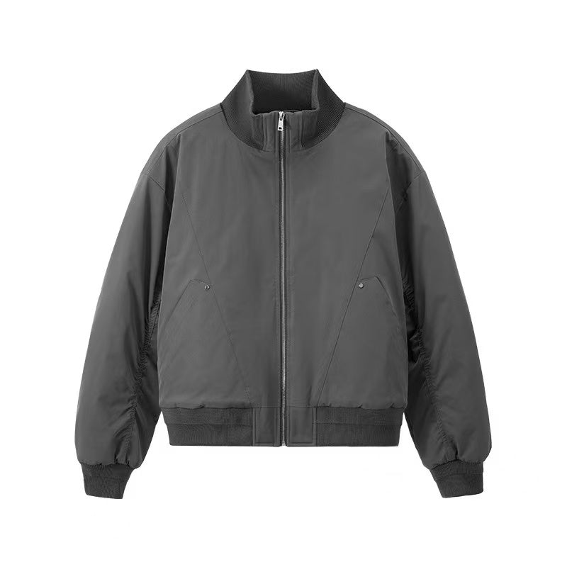 Stand-collar deconstructed bomber jacket