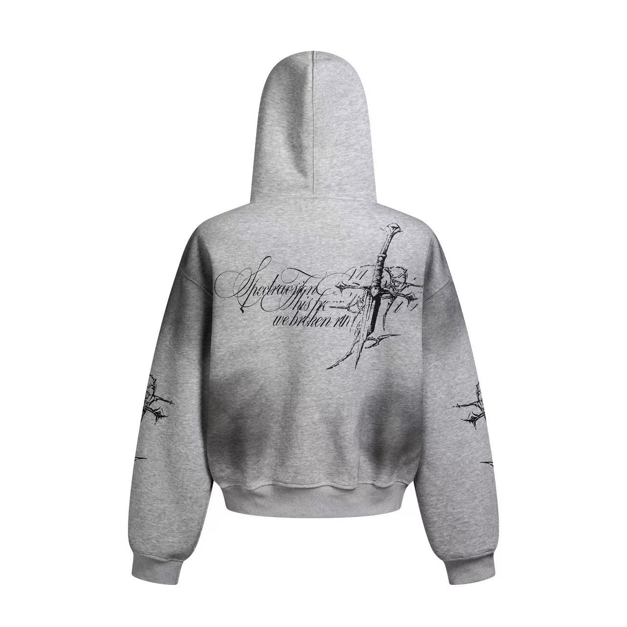 Wasteland Style Dirty Washed Zip-Up Hoodie