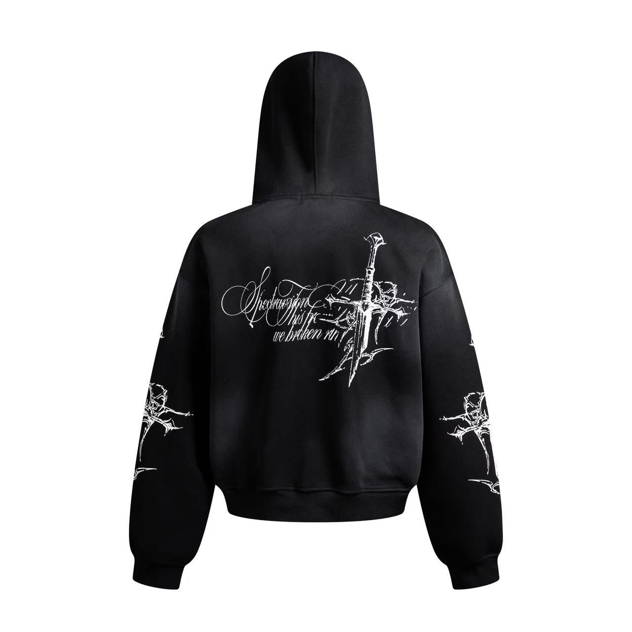 Wasteland Style Dirty Washed Zip-Up Hoodie