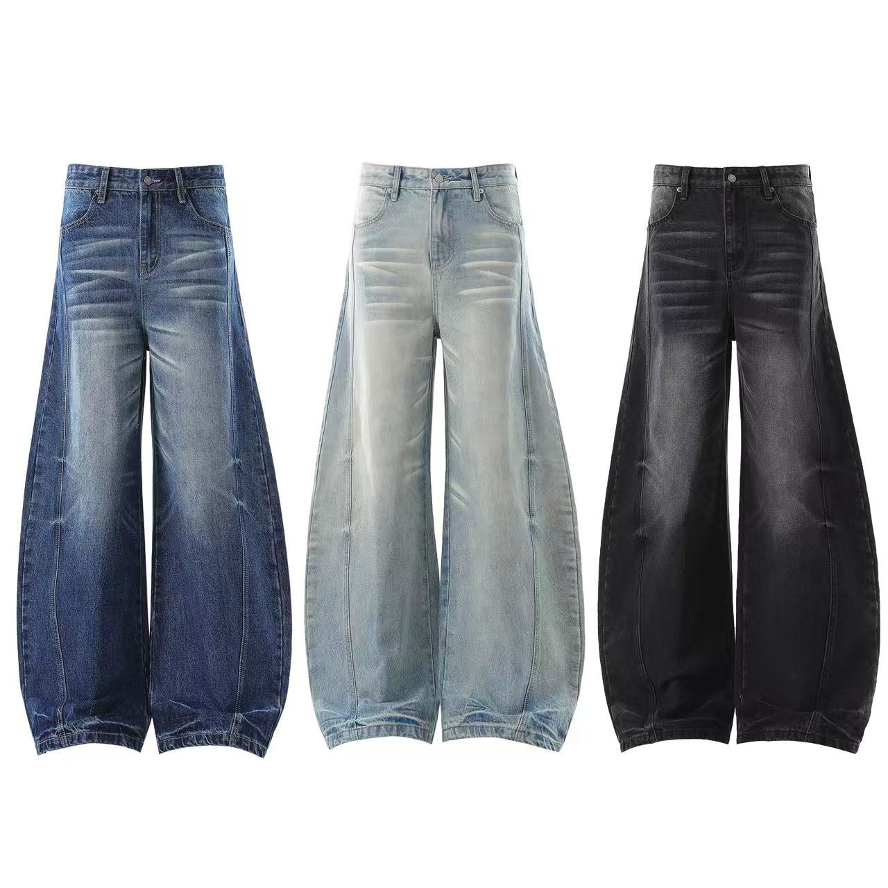Washed Cleanfit Wide-Leg Baggy Jeans
