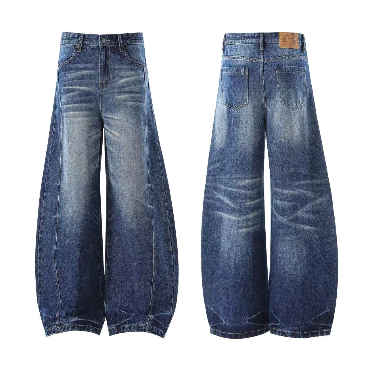 Washed Cleanfit Wide-Leg Baggy Jeans