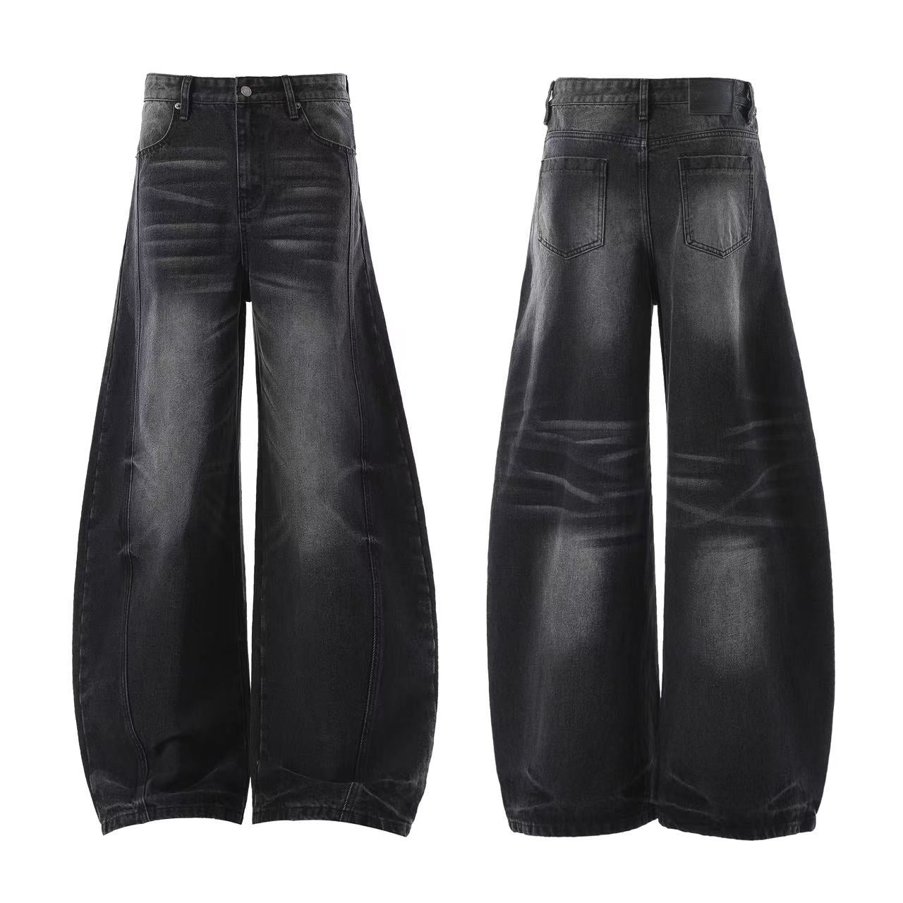 Washed Cleanfit Wide-Leg Baggy Jeans