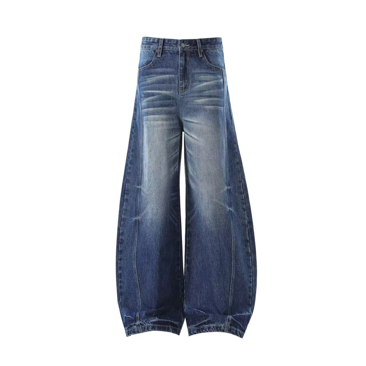 Washed Cleanfit Wide-Leg Baggy Jeans