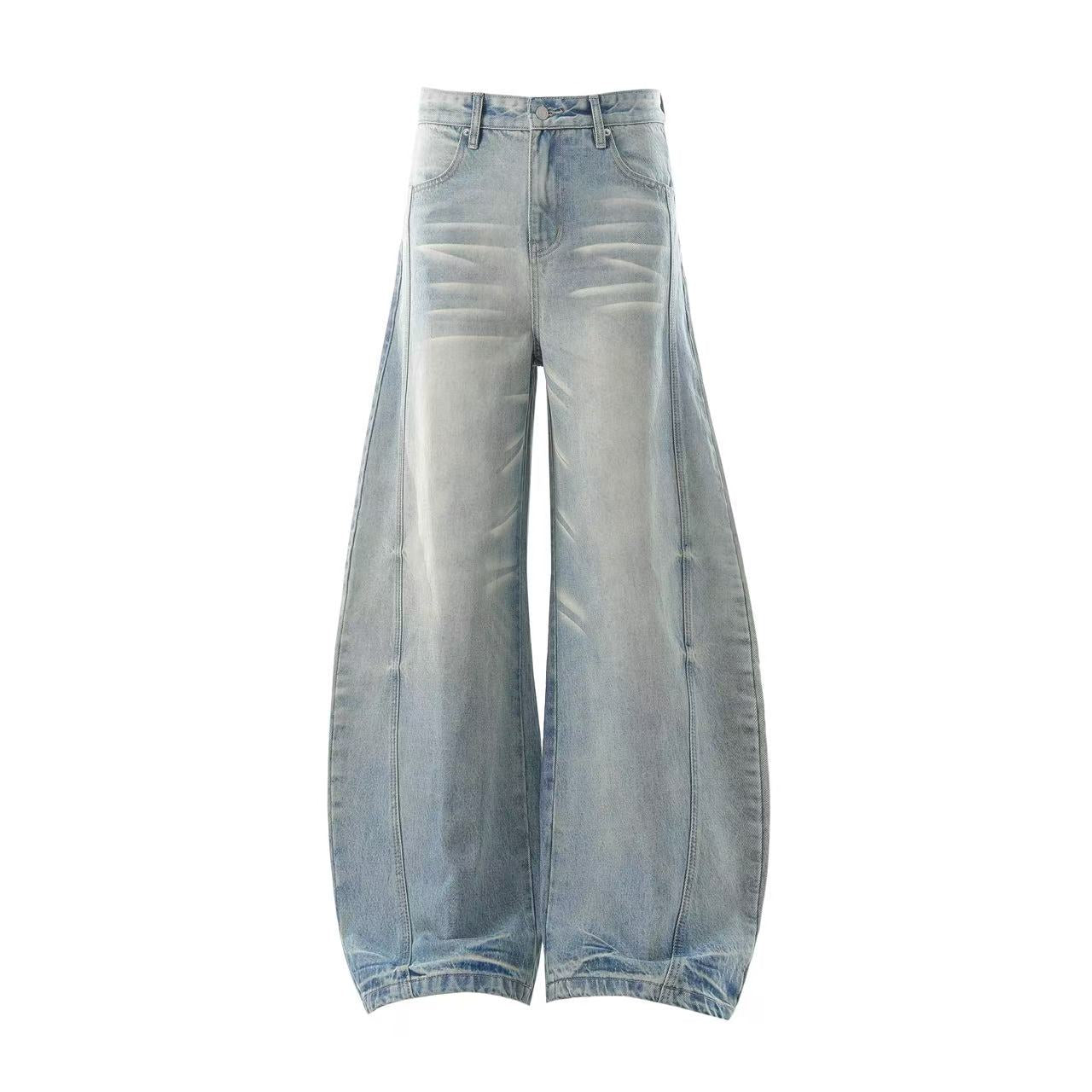 Washed Cleanfit Wide-Leg Baggy Jeans