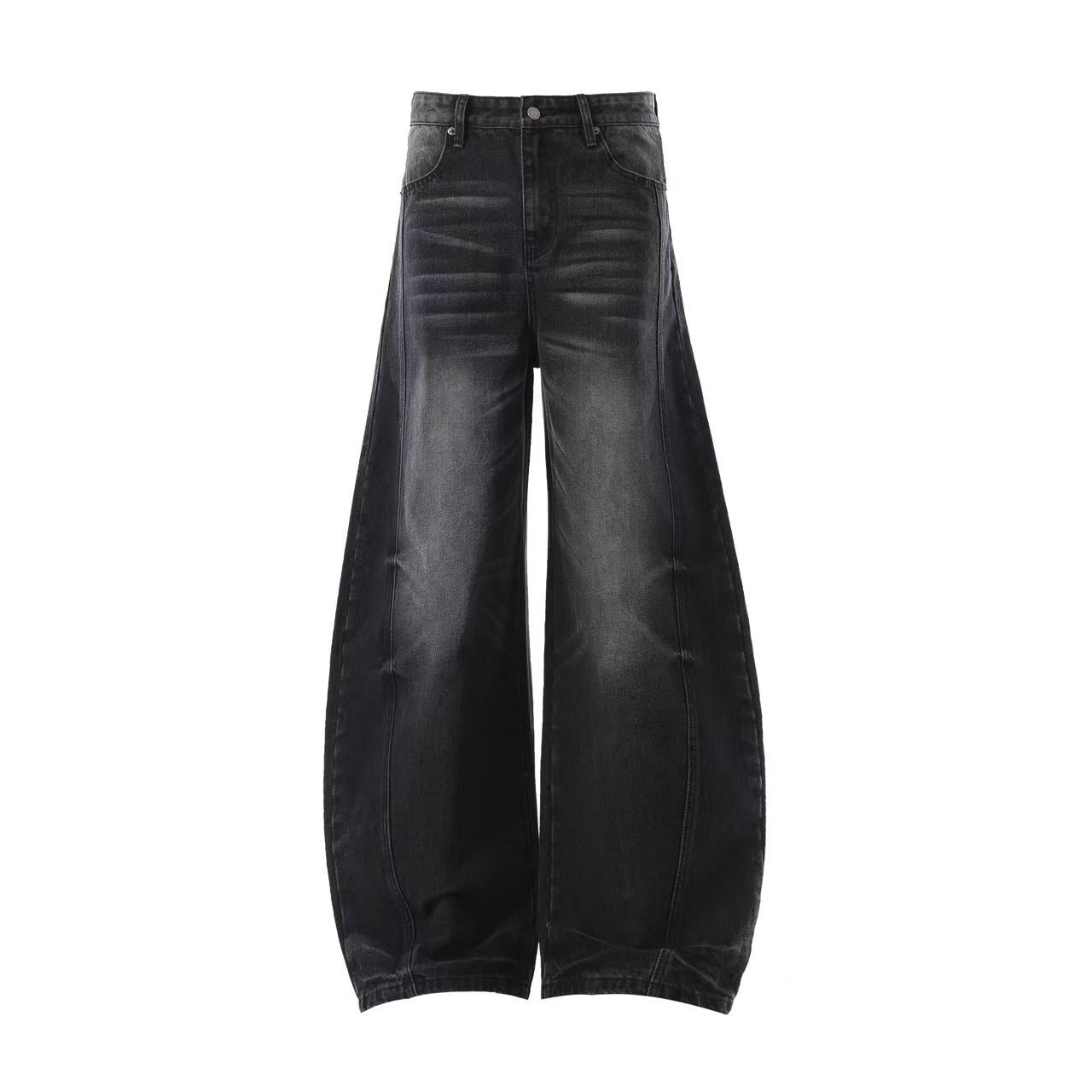 Washed Cleanfit Wide-Leg Baggy Jeans
