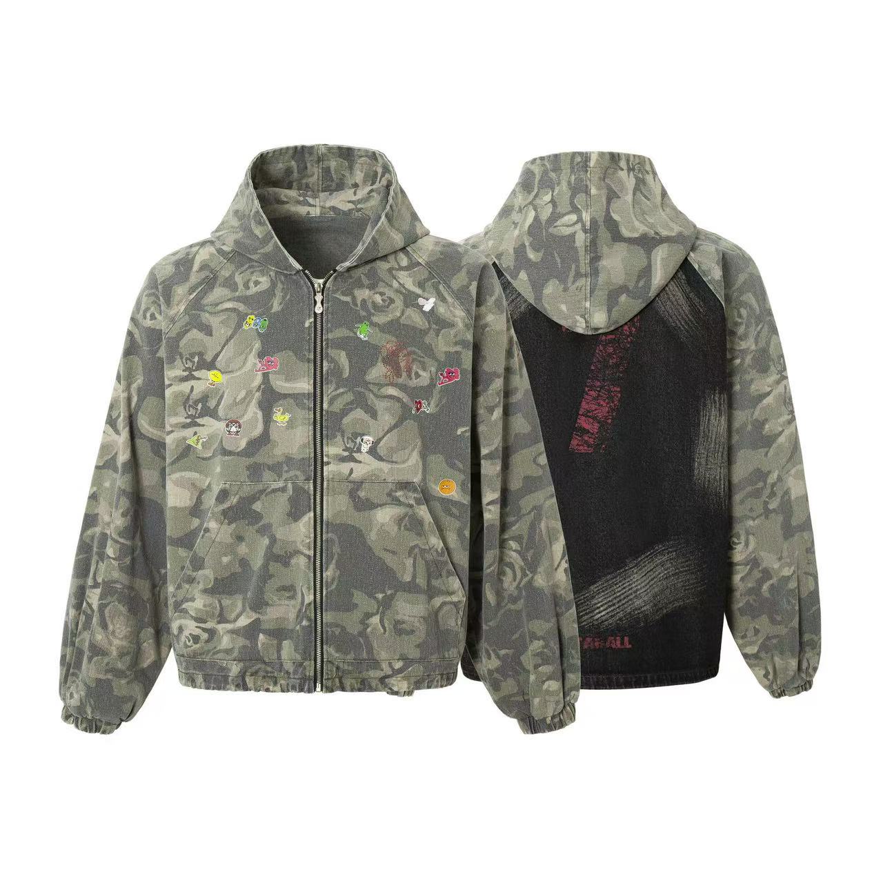 Street Style Camo Zip-Up Hoodie