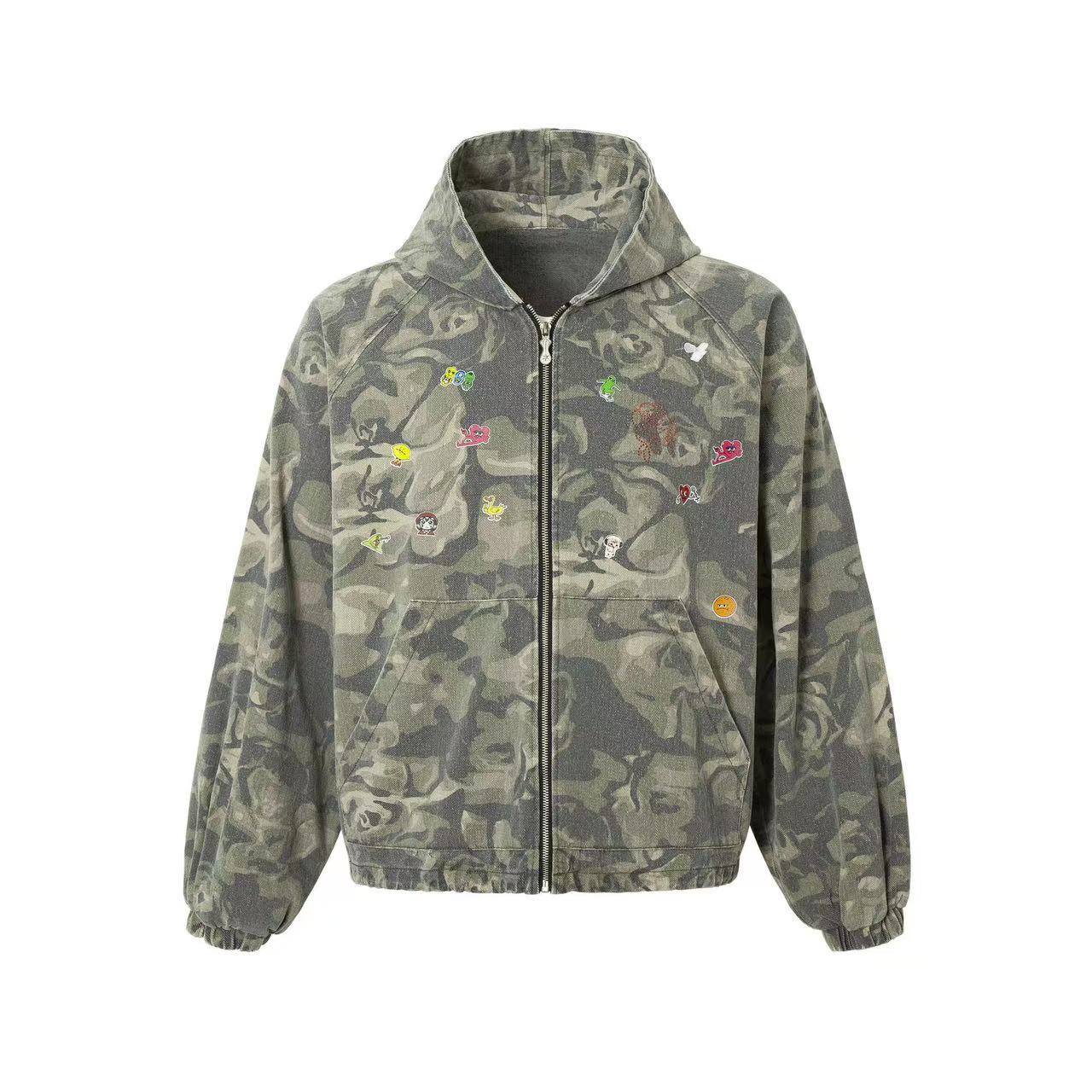 Street Style Camo Zip-Up Hoodie