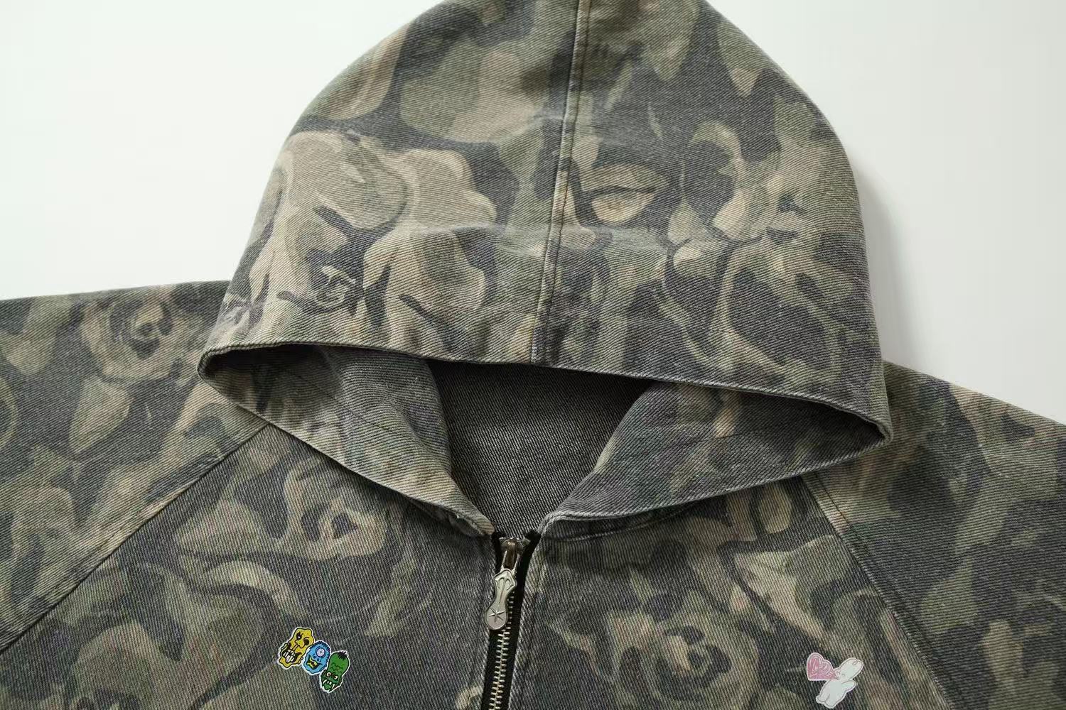 Street Style Camo Zip-Up Hoodie