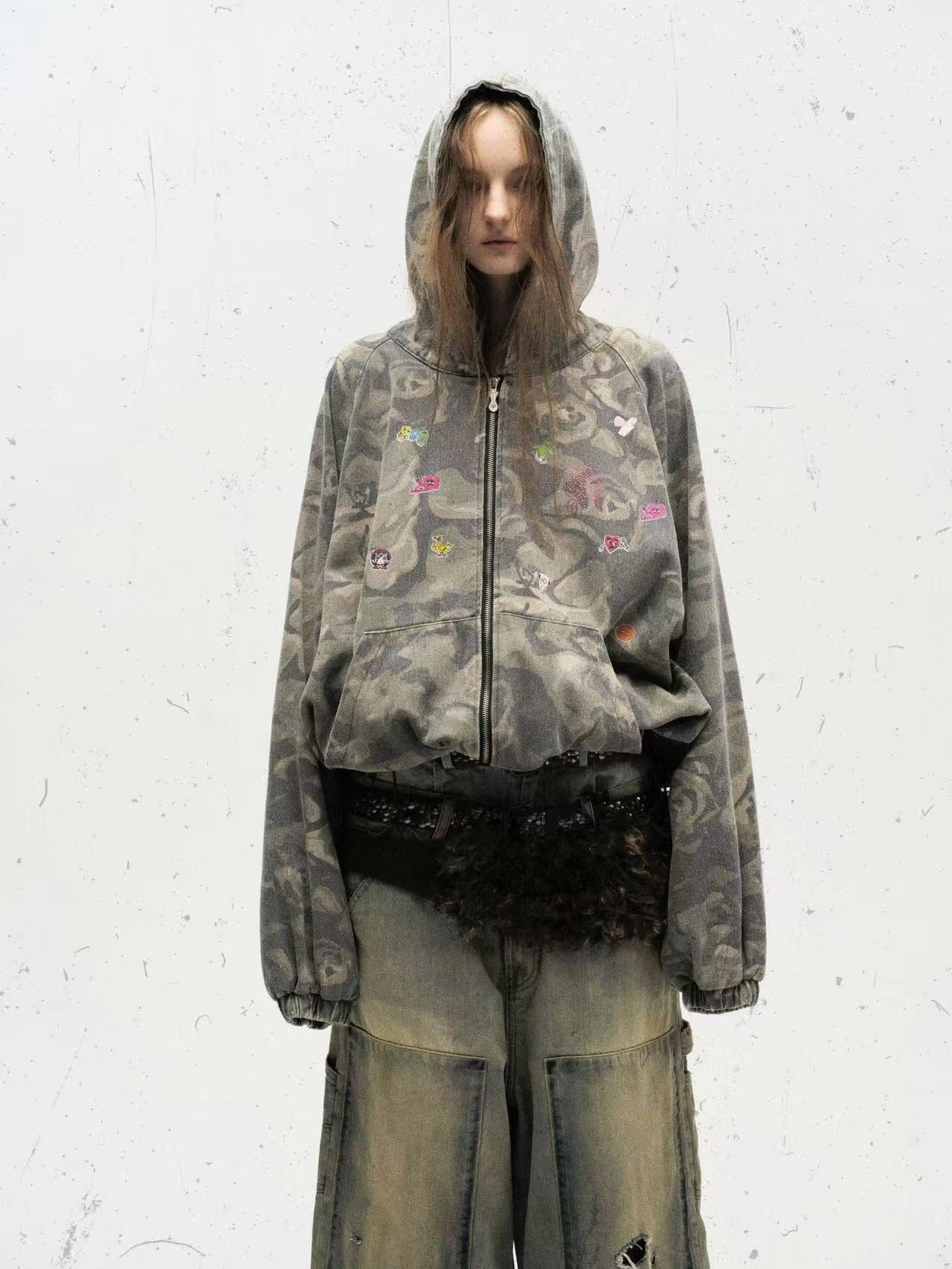 Street Style Camo Zip-Up Hoodie