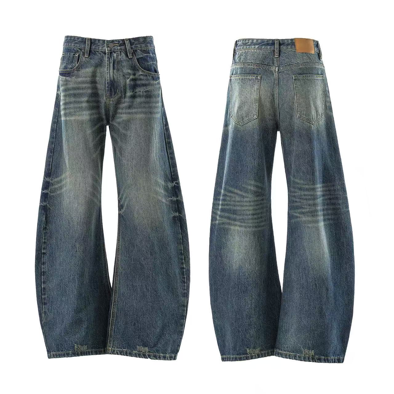 Washed Wide-Leg Scythe Jeans