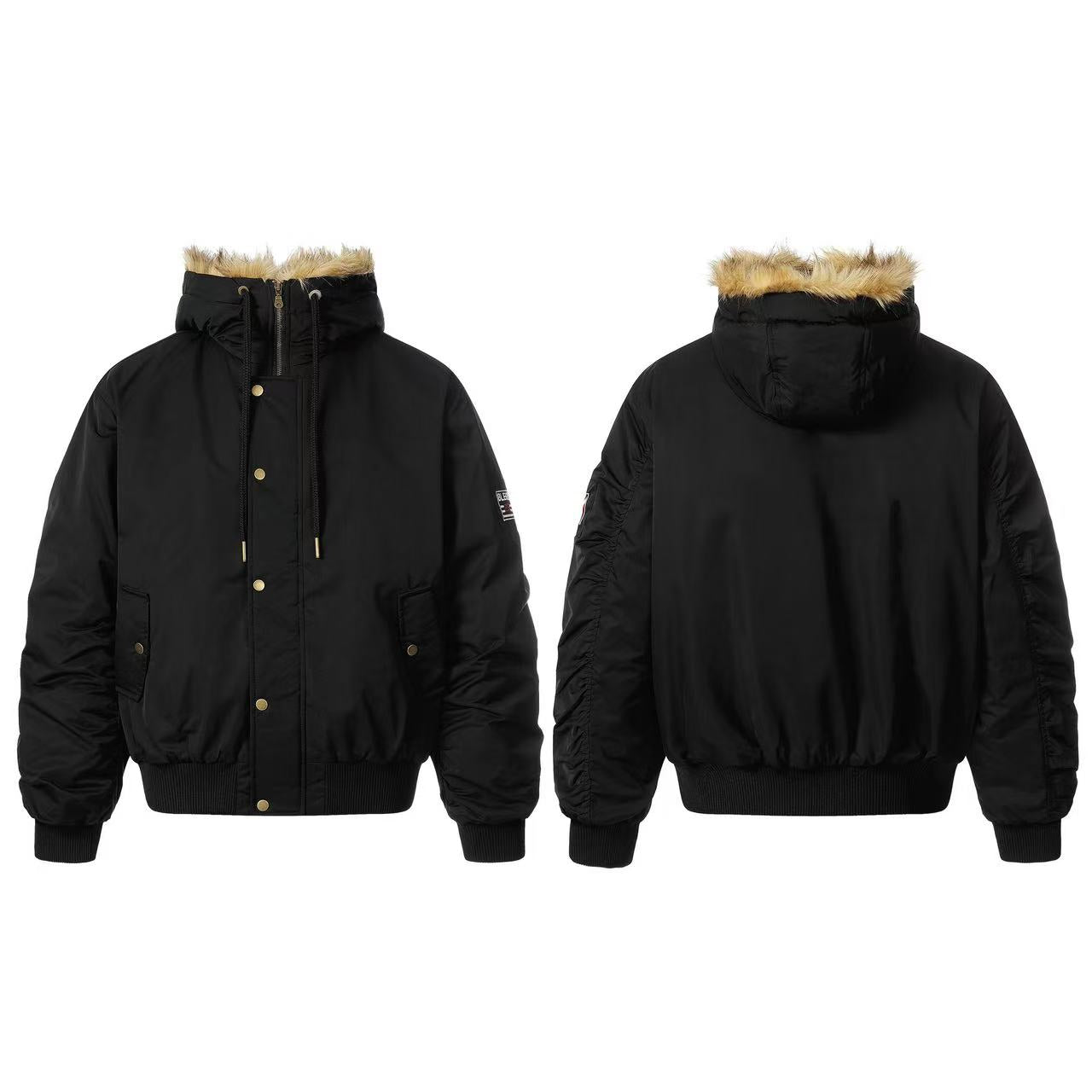 Faux Fur Leopard-Print-Lined Hooded Jacket