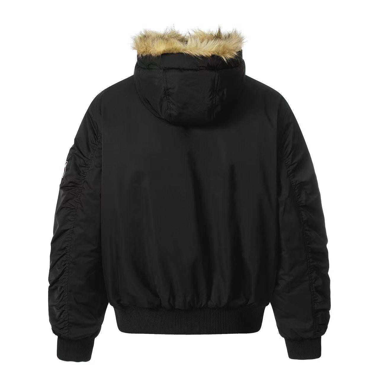 Faux Fur Leopard-Print-Lined Hooded Jacket
