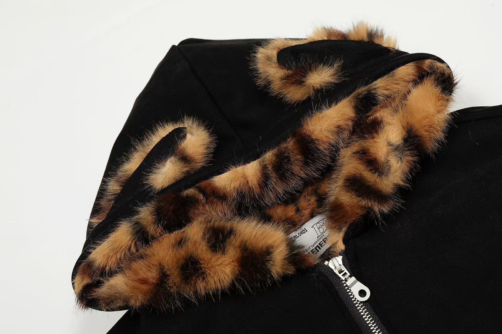 Faux Fur Tiger-Print-Lined Hooded Jacket