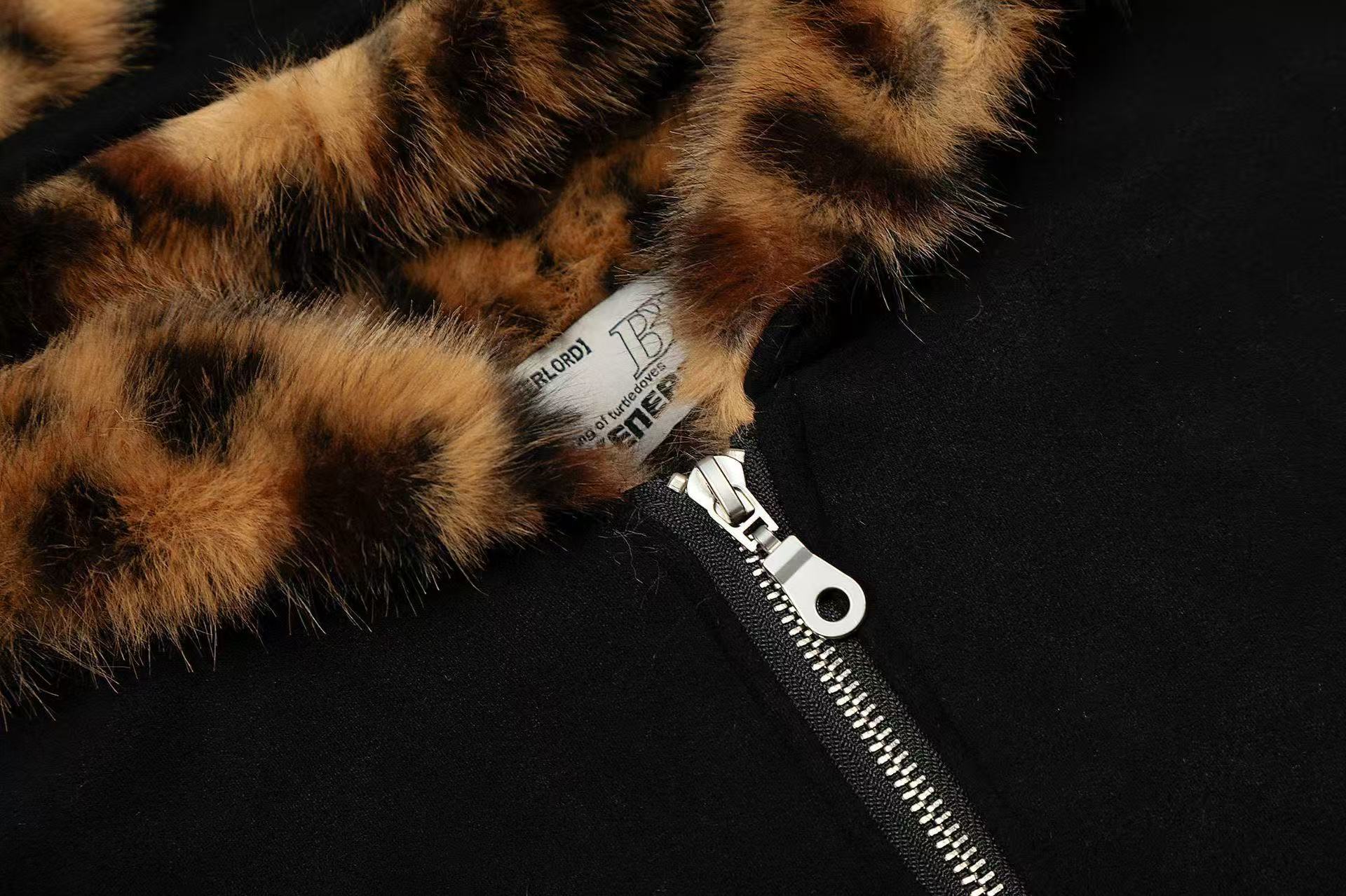 Faux Fur Tiger-Print-Lined Hooded Jacket