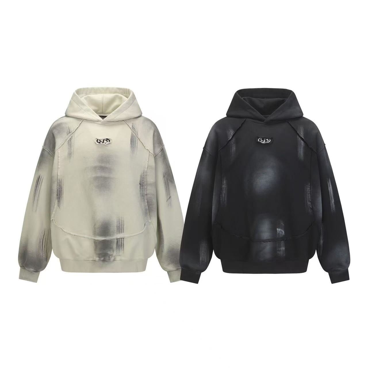 Distressed spray-paint washed hoodie